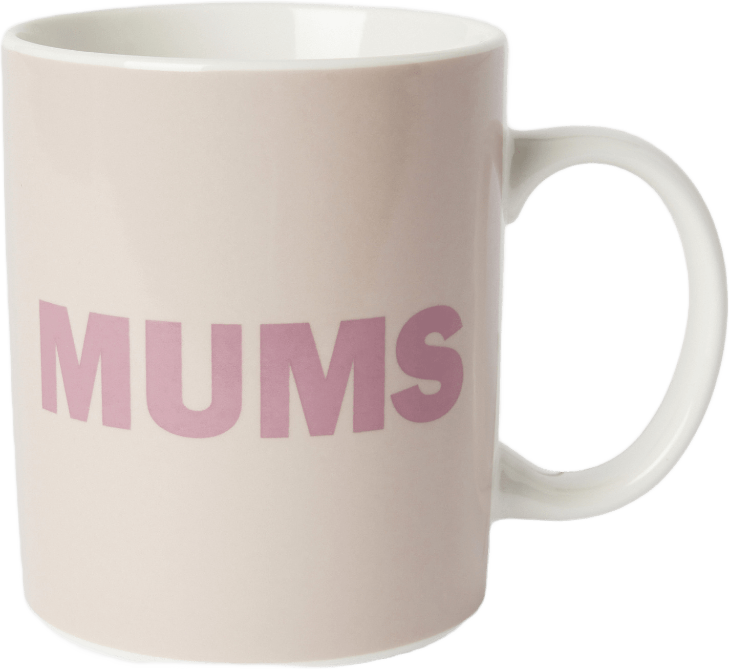 Mugg med text MUMS, från Åhléns Home, i färgen Lt Pink.