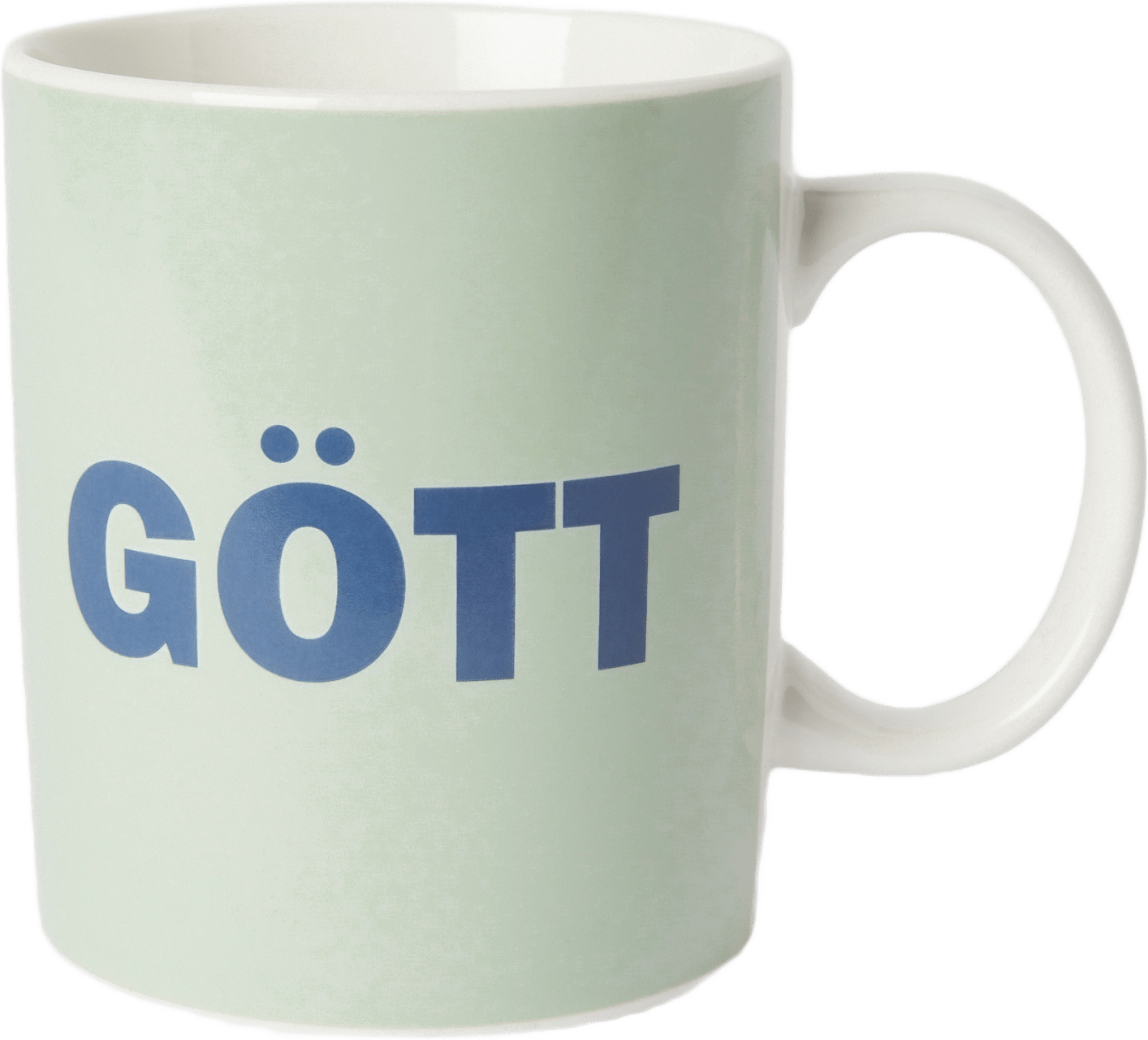Mugg med text GÖTT, från Åhléns Home, i färgen Lt Green.