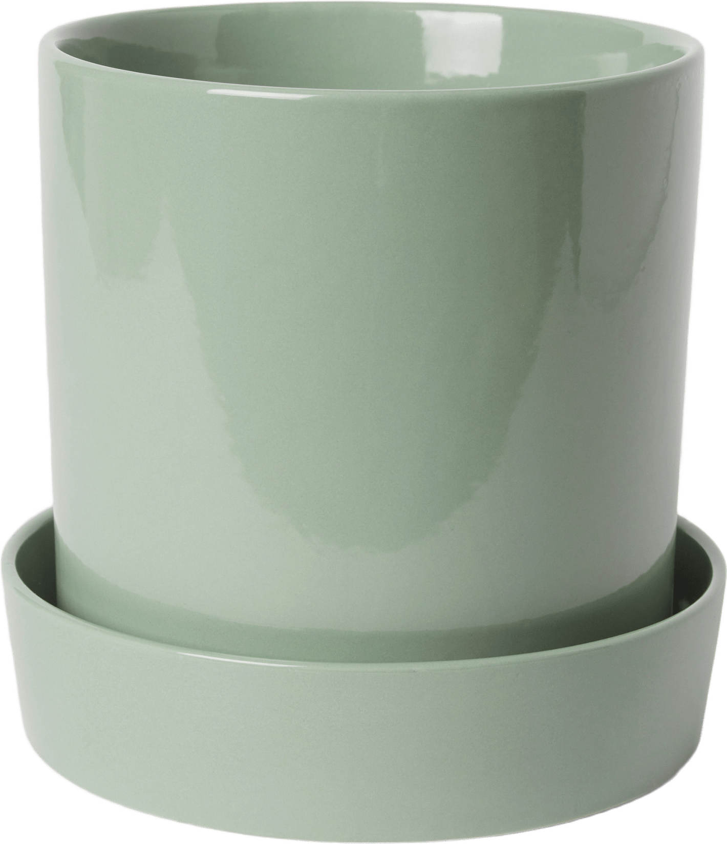 Kruka med fat TED 13,5 cm, från Åhléns Home, i färgen Sage Green.