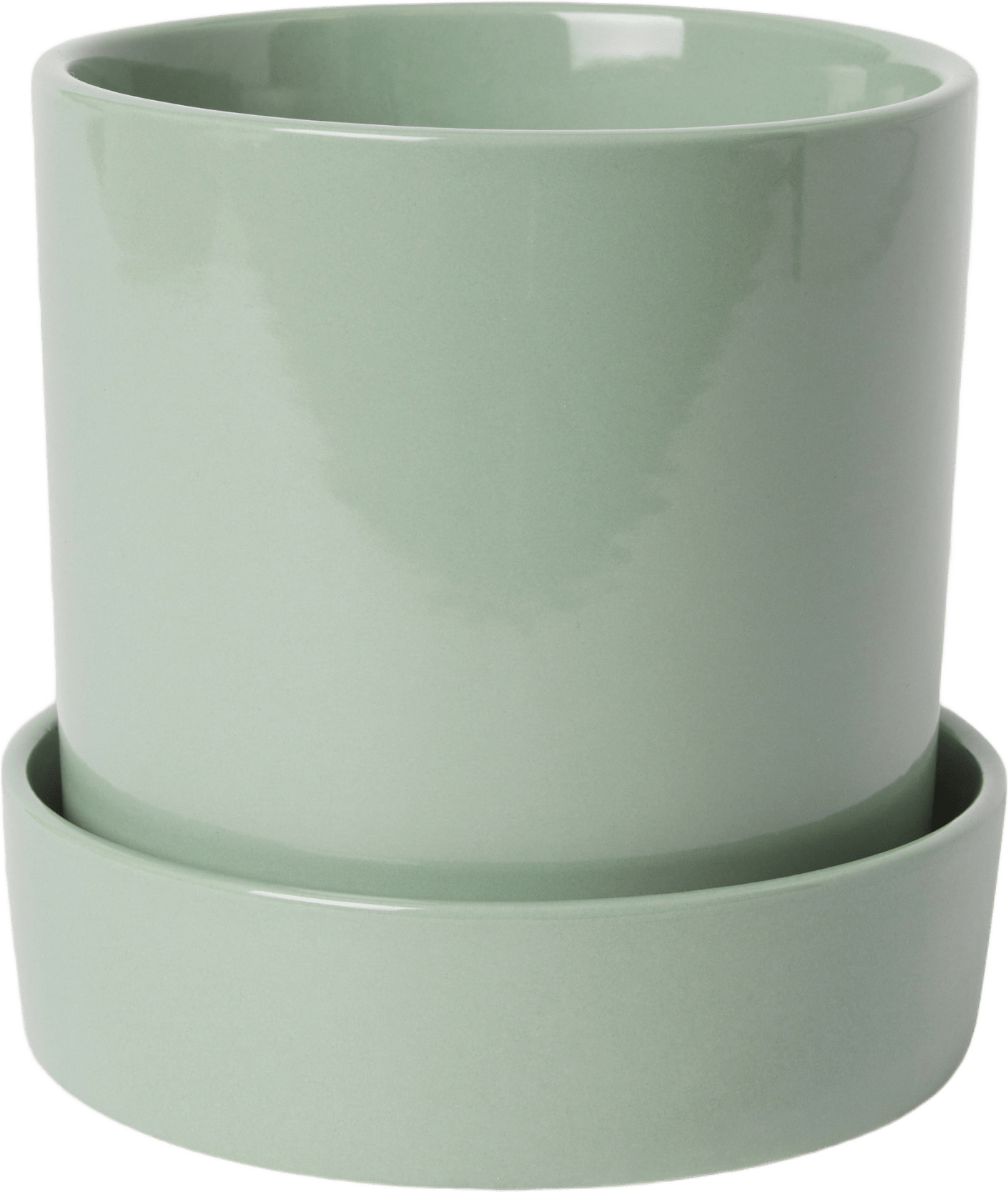 Kruka med fat TED 17,5 cm, från Åhléns Home, i färgen Sage Green.