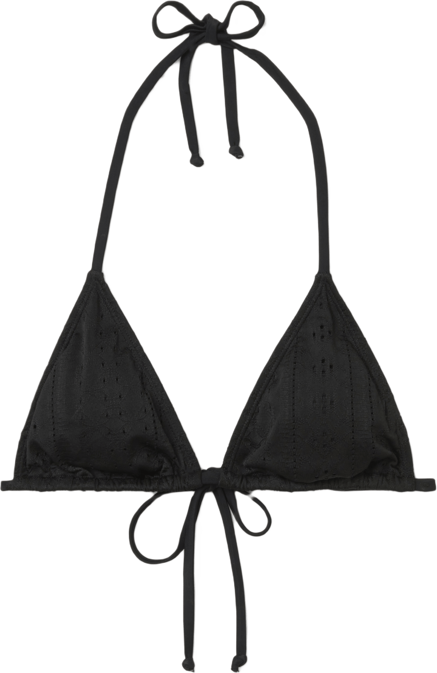 Hålmönstrad bikinitopp med knytband JULIA, från Å WOMAN, i färgen Black.