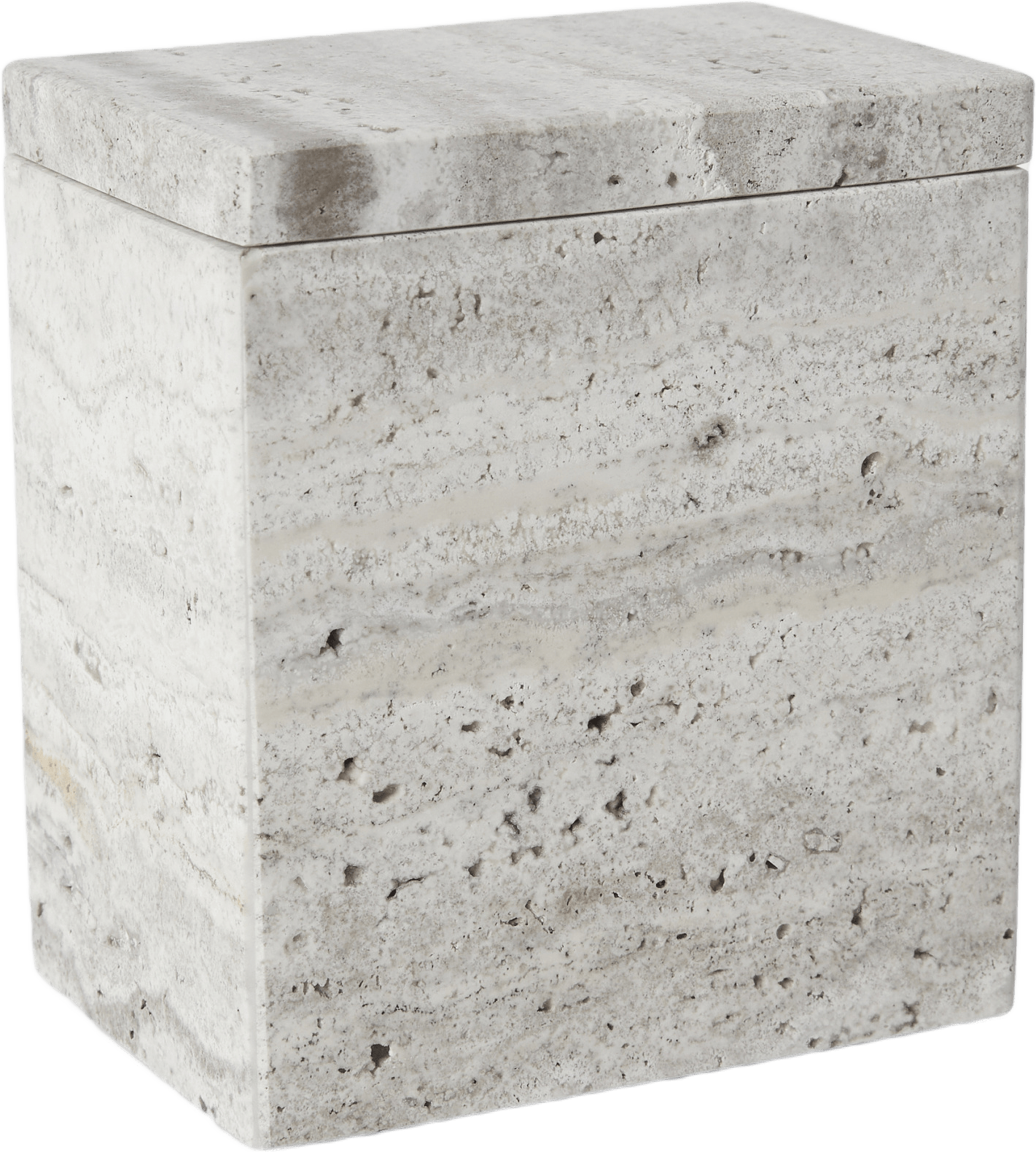 Burk med lock TRAVERTINE, från Åhléns Home, i färgen Beige.