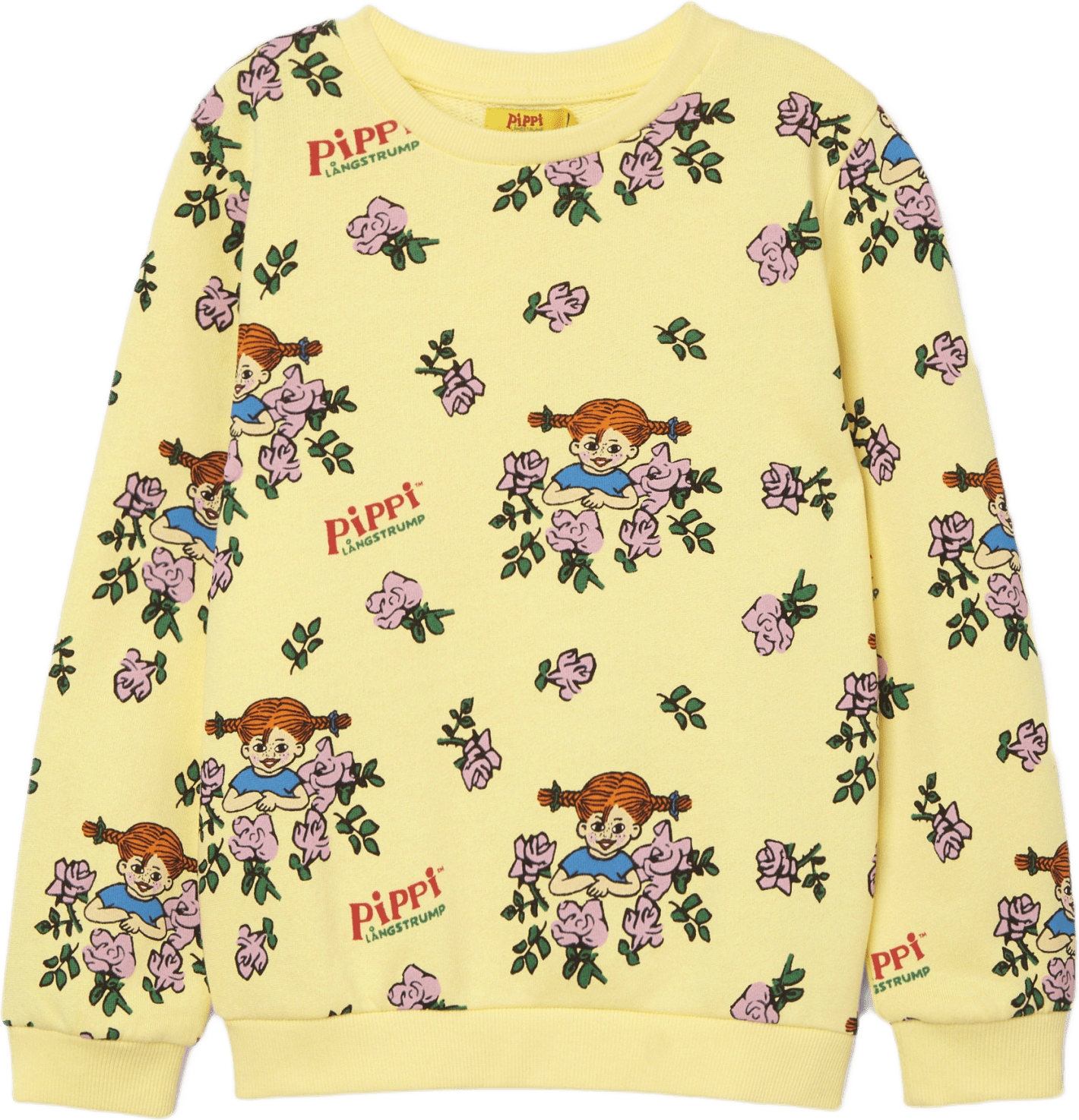 Pippi Långstrump-tröja LYCKA, från PIPPI, i färgen Yellow/Rose.