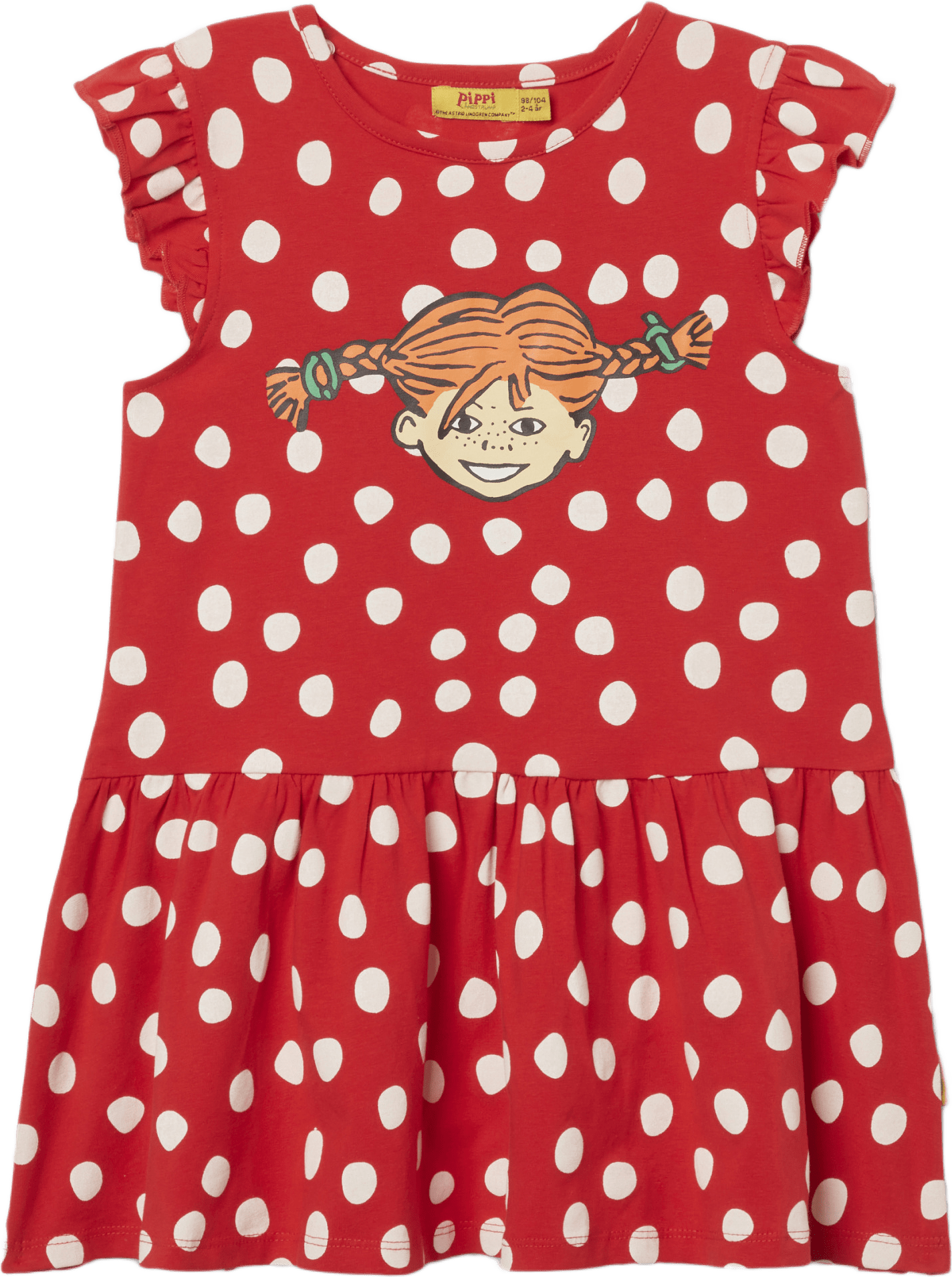 Pippi Långstrump-klänning ASTRID, från PIPPI, i färgen Red.