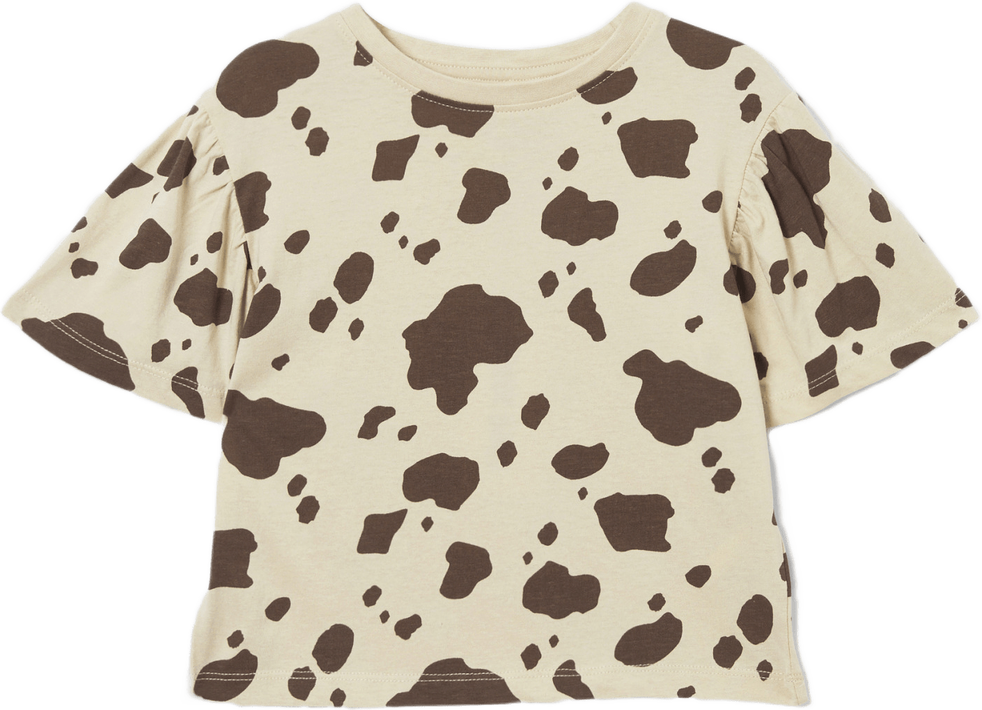 T-shirt med volangärm KIRA, från RIKIKI, i färgen Cocoa Brown.