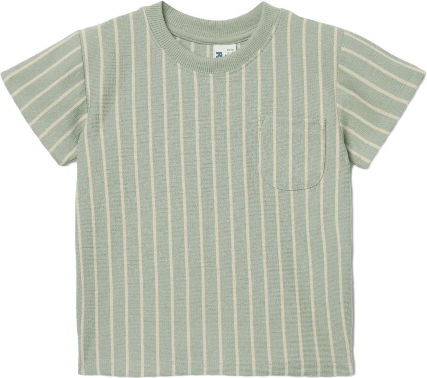 T-shirt i ekologisk bomull CLAUD, från RIKIKI, i färgen Green Stripe.