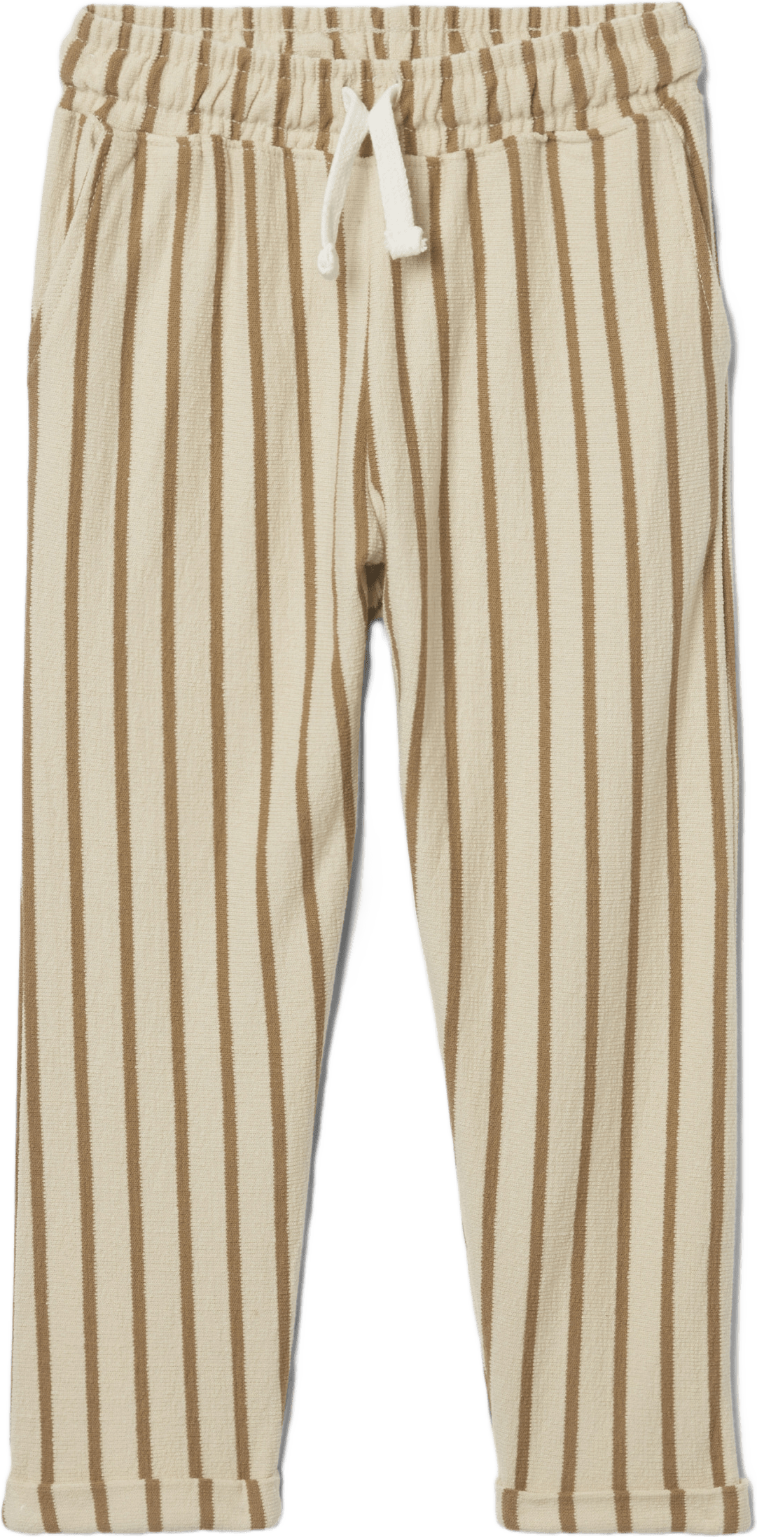 Mjukisbyxor i ekologisk bomull ETIENNE, från RIKIKI, i färgen Off White Stripe.