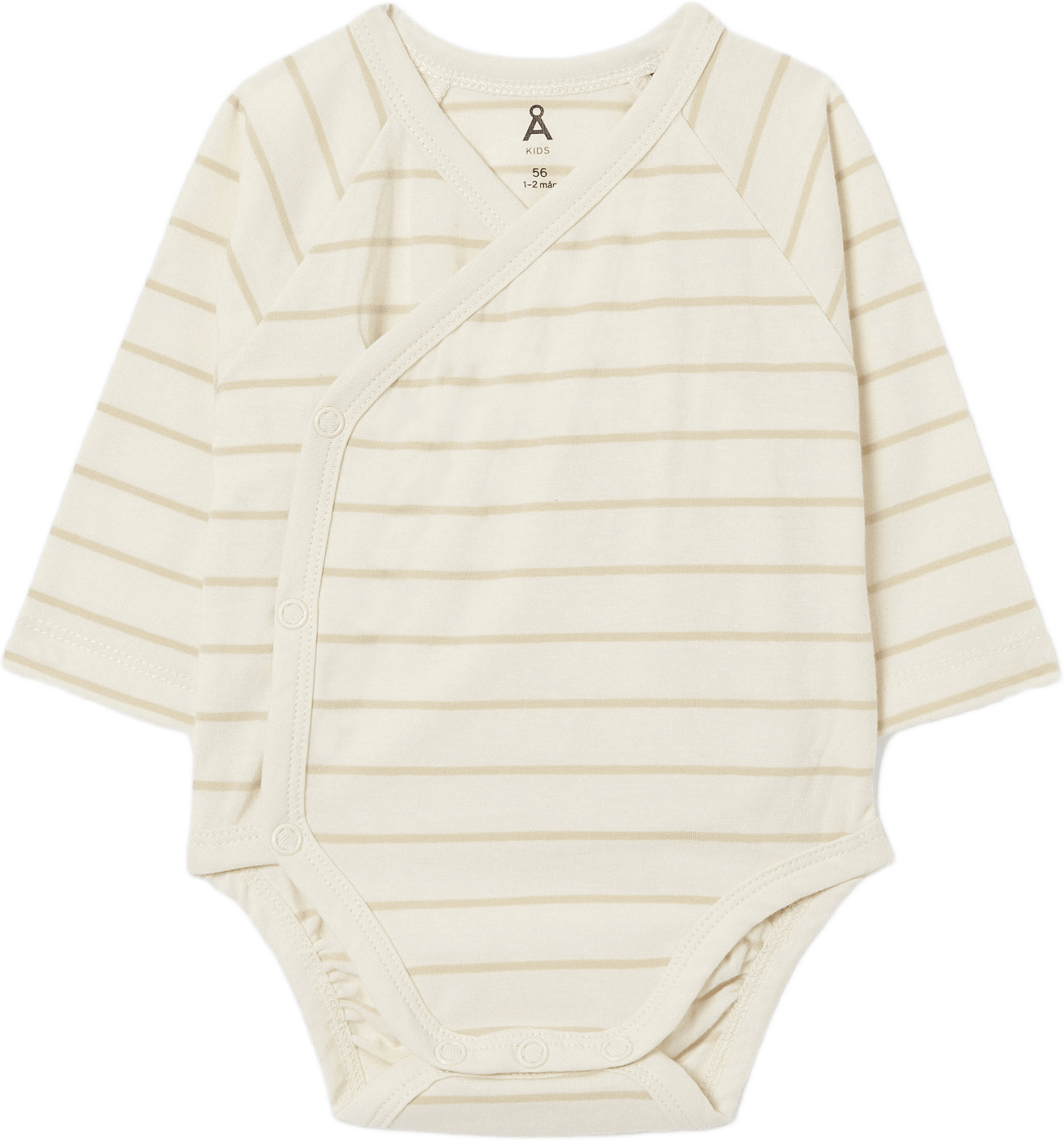 Body med omlottstängning HAPPY, från Åhléns, i färgen Beige Stripe.