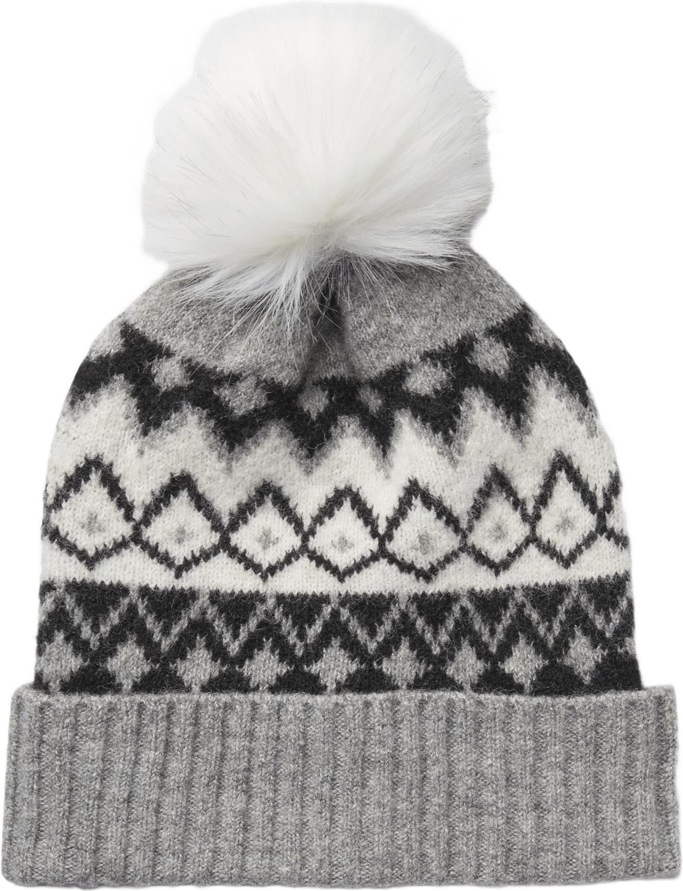 Jacquardstickad mössa med tofs PIA, från Å WOMAN, i färgen Grey.