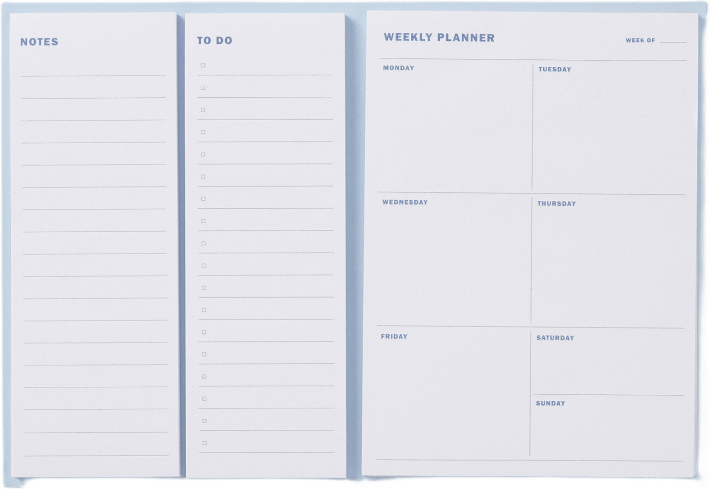 Veckoplanerings-set KIT, 3 block, från Åhléns Home, i färgen Light Blue.