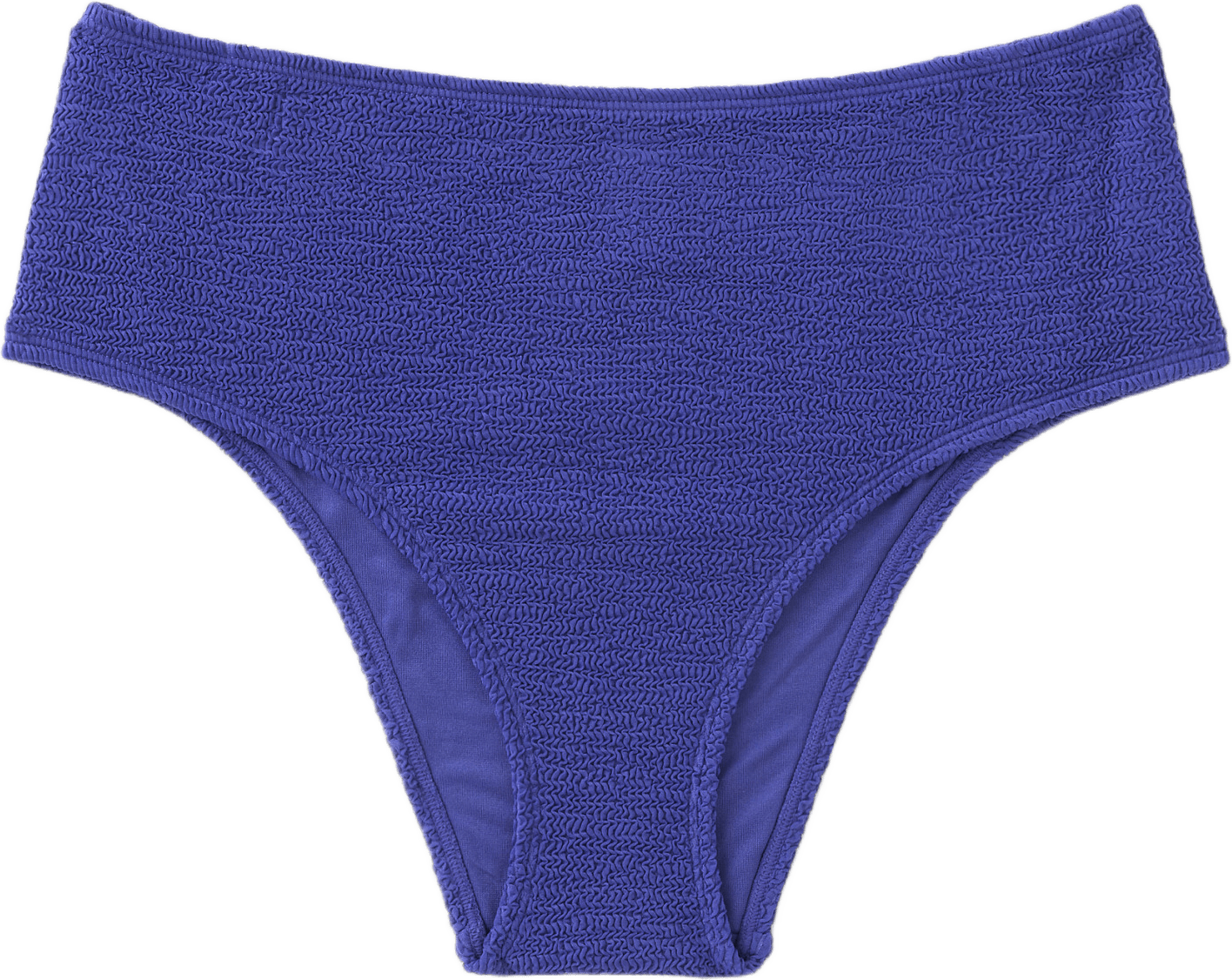 Krinklad bikinitrosa med hög midja DAHLIA, från Avelie Lingerie, i färgen Royal Blue.