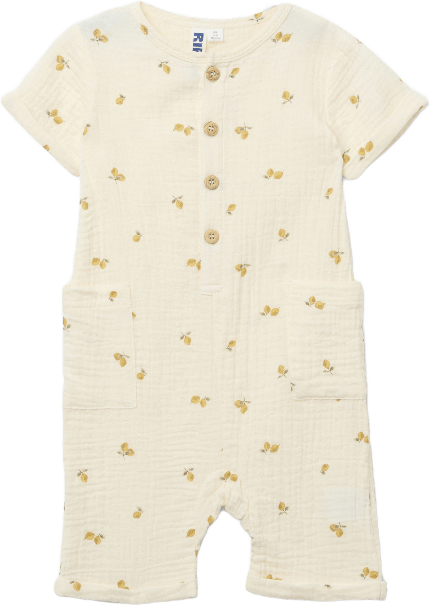 Onsie i krinklad bomull STELLAN, från RIKIKI, i färgen Yellow Lemon.