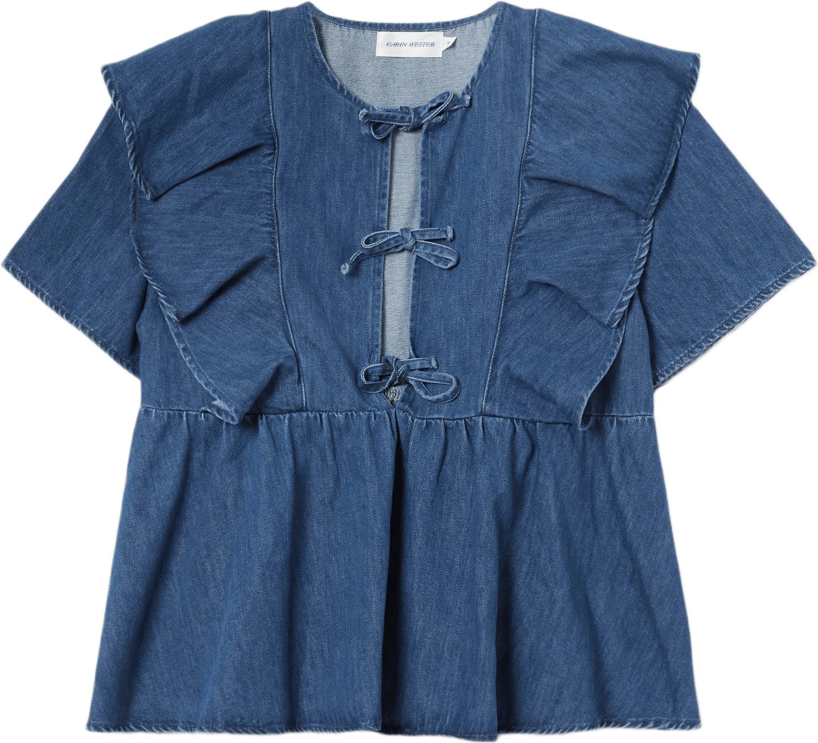 Denimblus med volang FOX, från Carin Wester, i färgen Mid Blue.