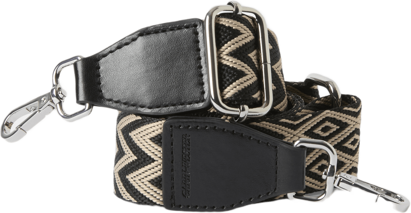 Jacquardvävd axelrem MIX, från Carin Wester, i färgen Black/Beige.