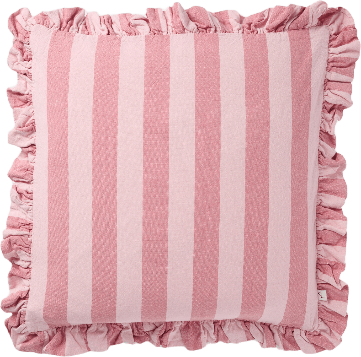 Kuddfodral STRIPE FRILL 50x50 cm, från PORTOLINO LIVING, i färgen Pink/Light Pink.