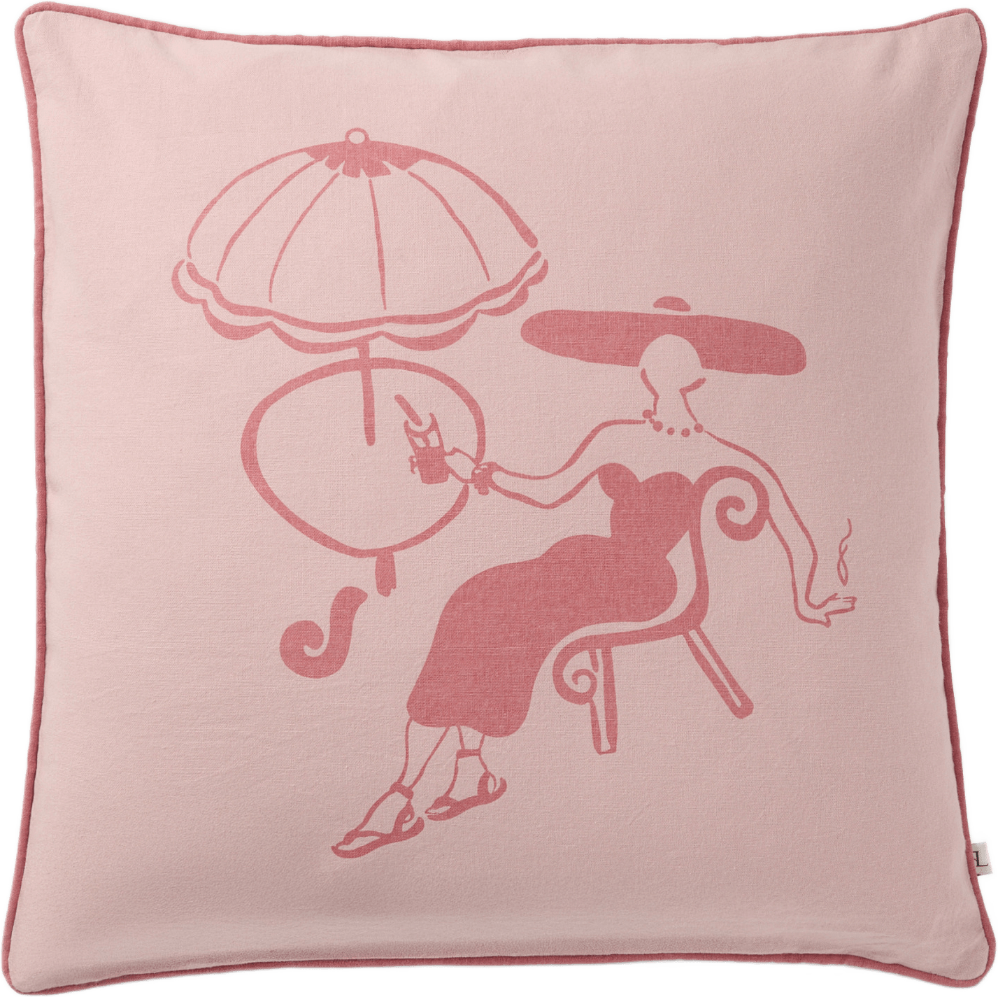 Kuddfodral med kontrastkant 50x50 cm, från PORTOLINO LIVING, i färgen Pink.