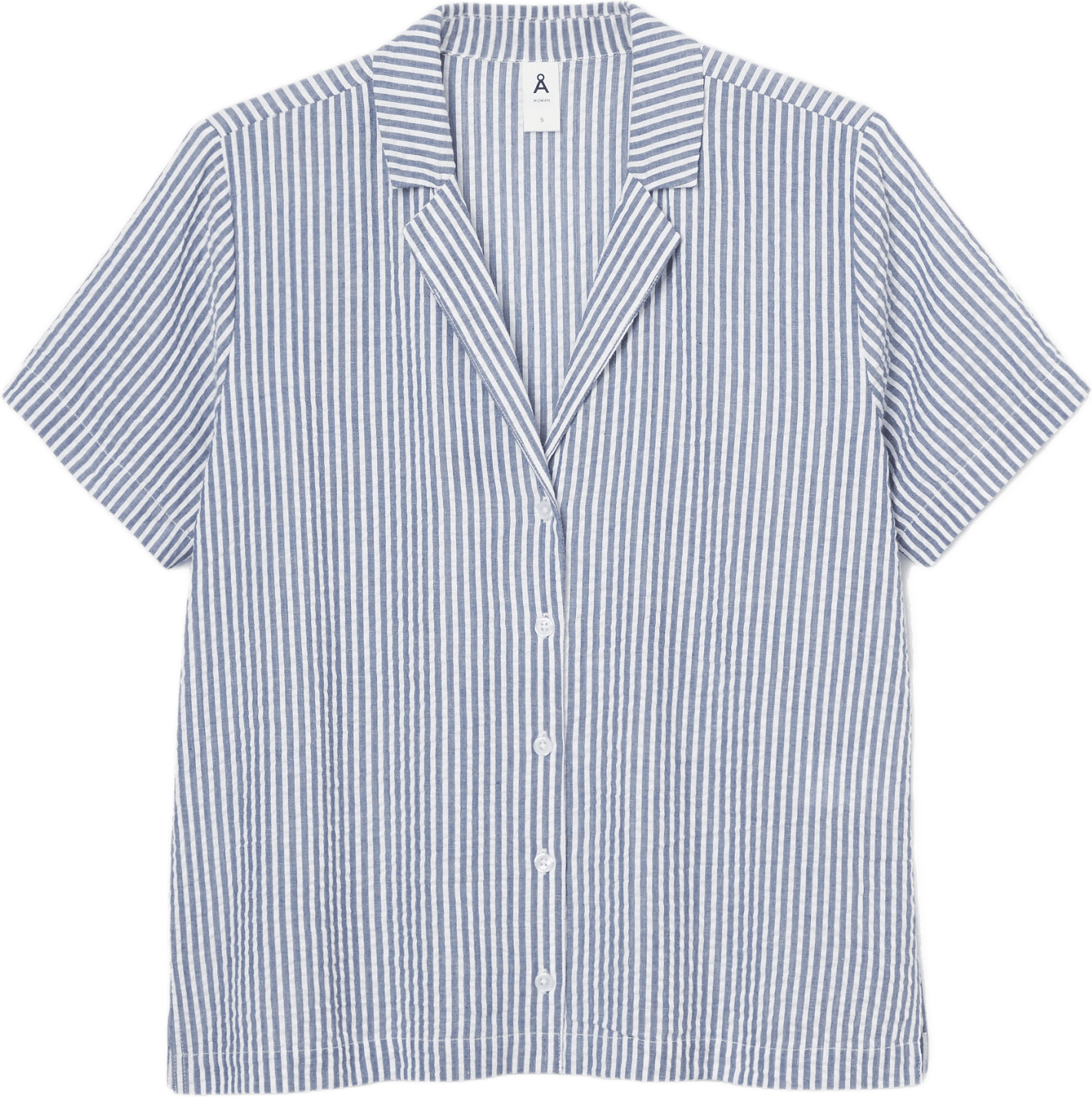 Blus i bäckebölja NONNA, från Å WOMAN, i färgen Blue Stripe.