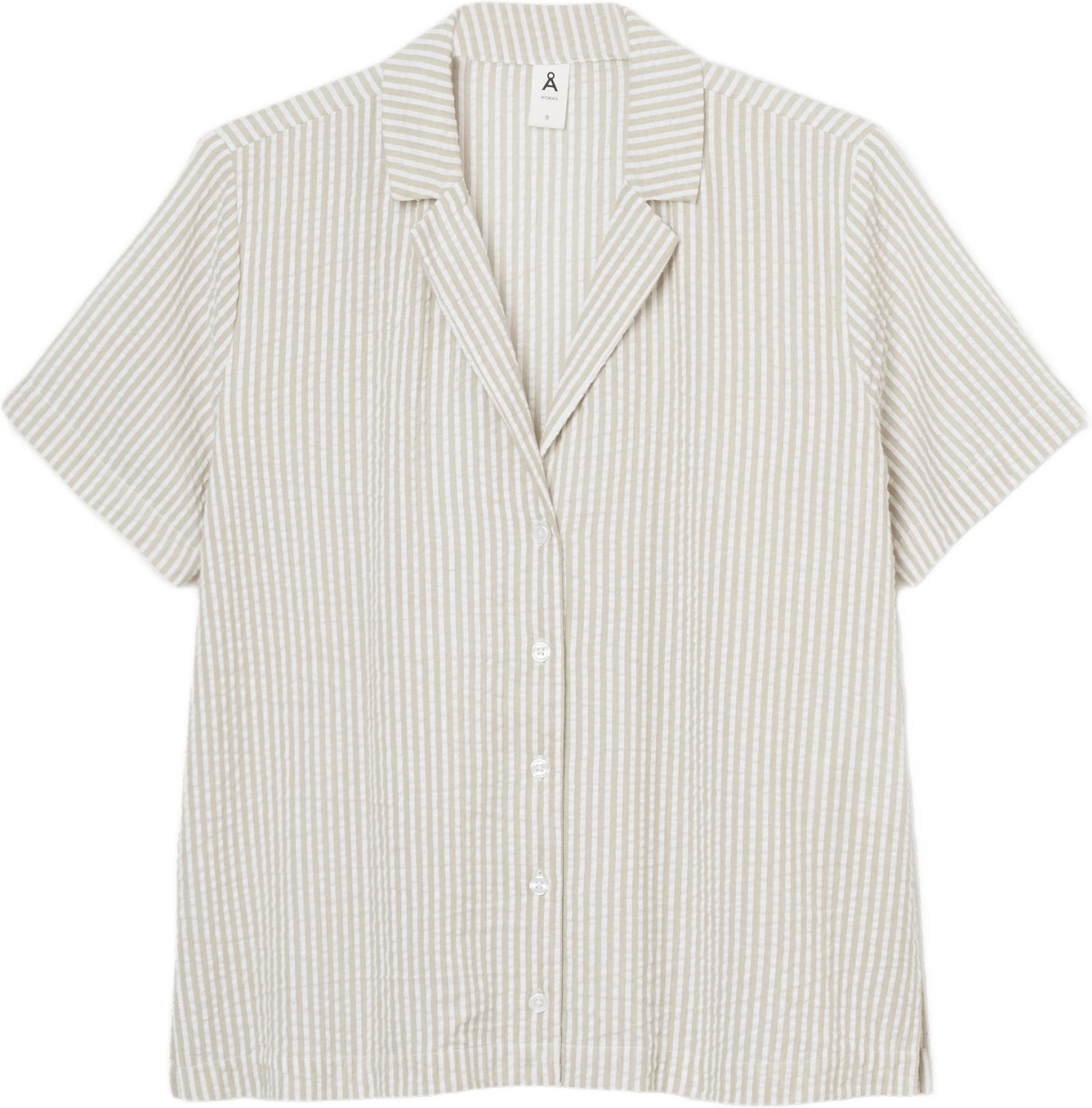 Blus i bäckebölja NONNA, från Å WOMAN, i färgen Beige Stripe.