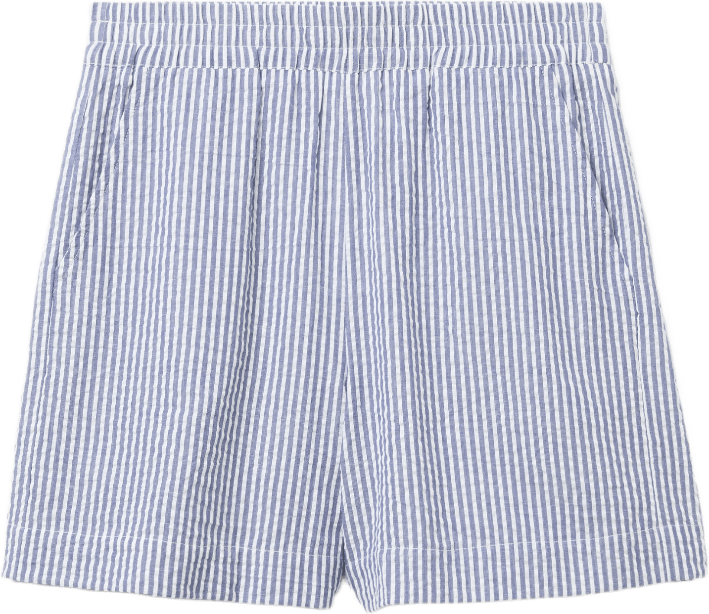 Shorts i bäckebölja OLGA, från Å WOMAN, i färgen Blue Stripe.