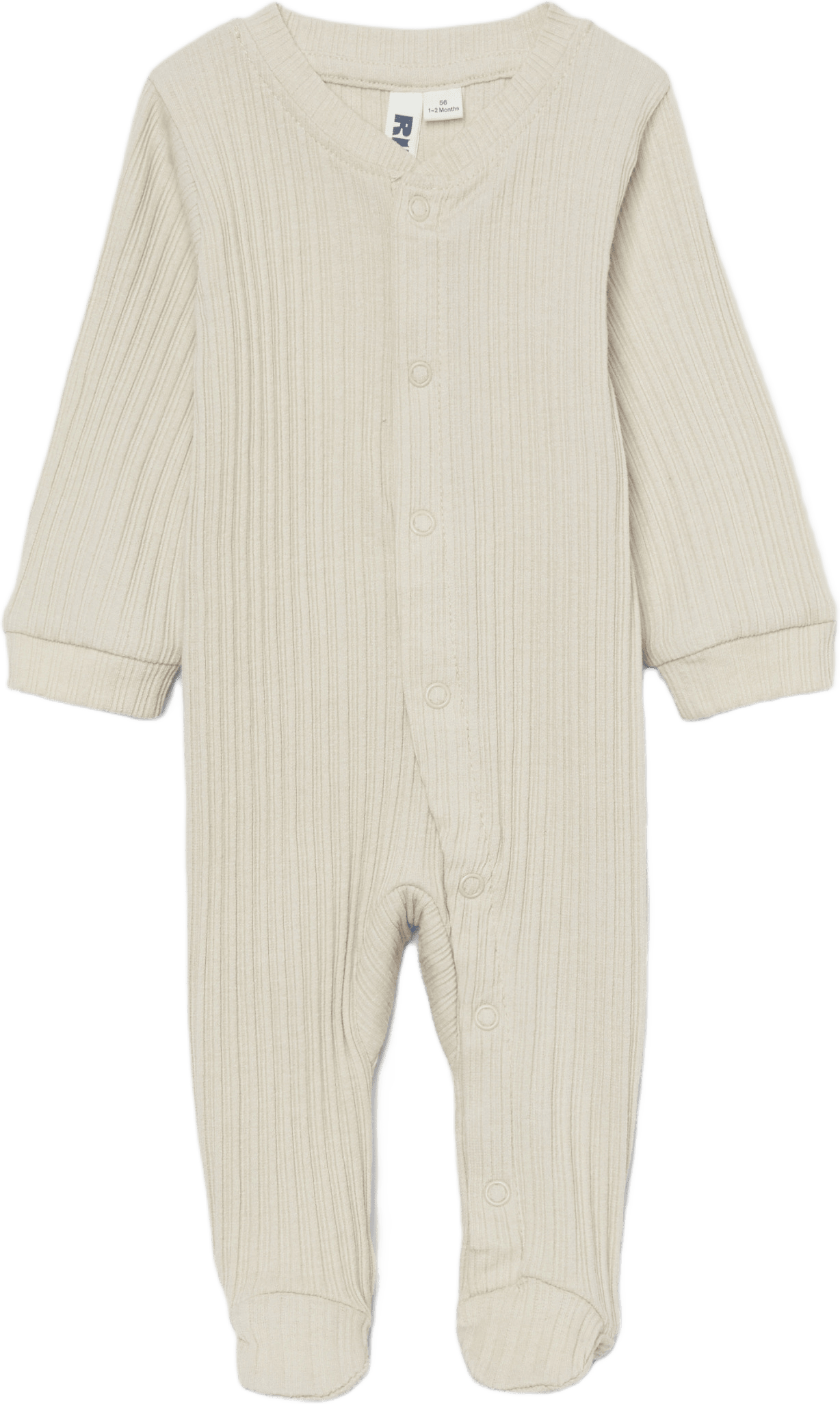 Ribbad pyjamas med tryckknappar JESSIE, från RIKIKI, i färgen Soft Beige.
