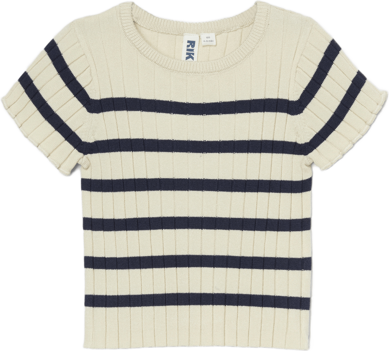Ribbstickad topp för baby BETTY, från RIKIKI, i färgen Blue Stripe.