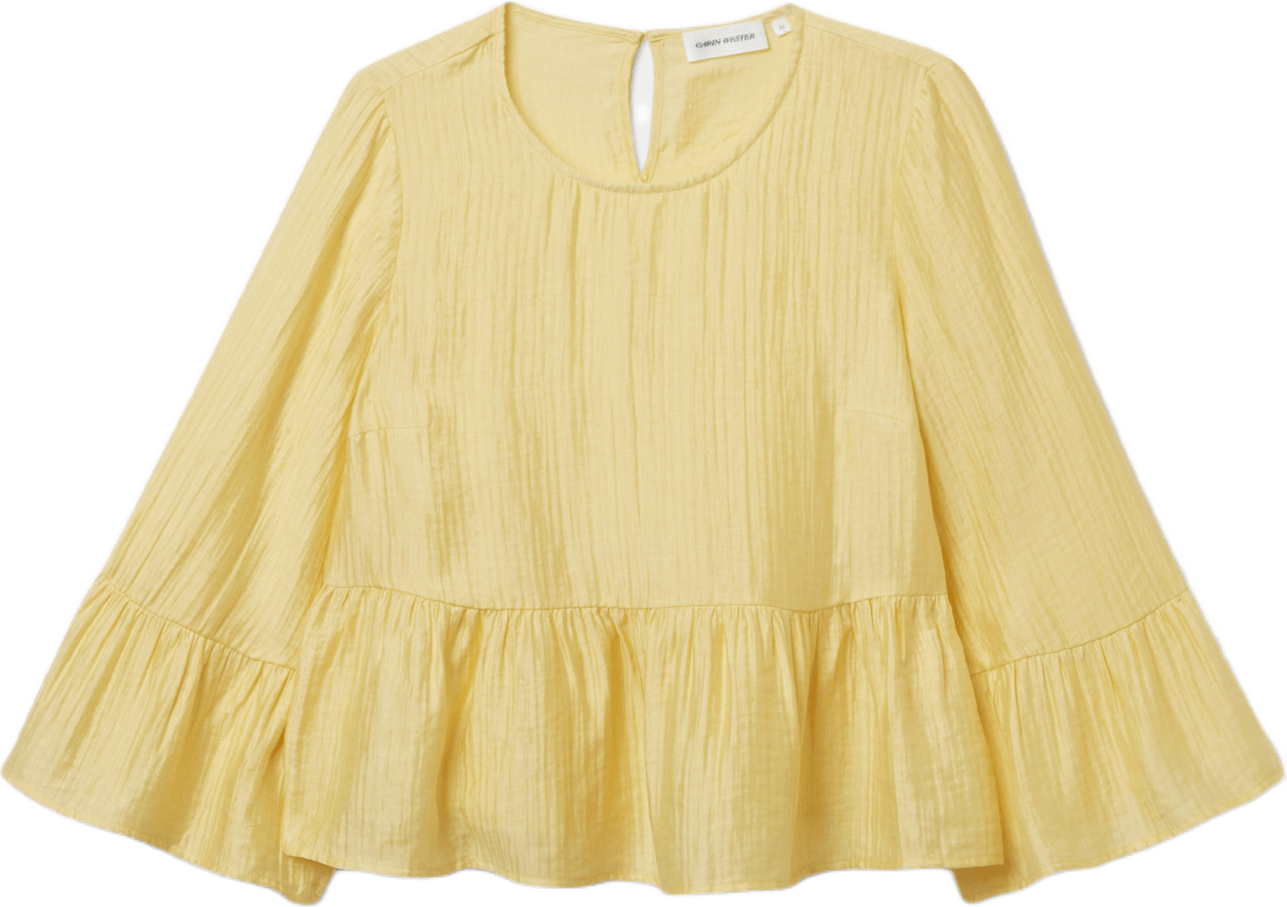 Krinklad blus med volang MINNIE, från Carin Wester, i färgen Light Yellow.