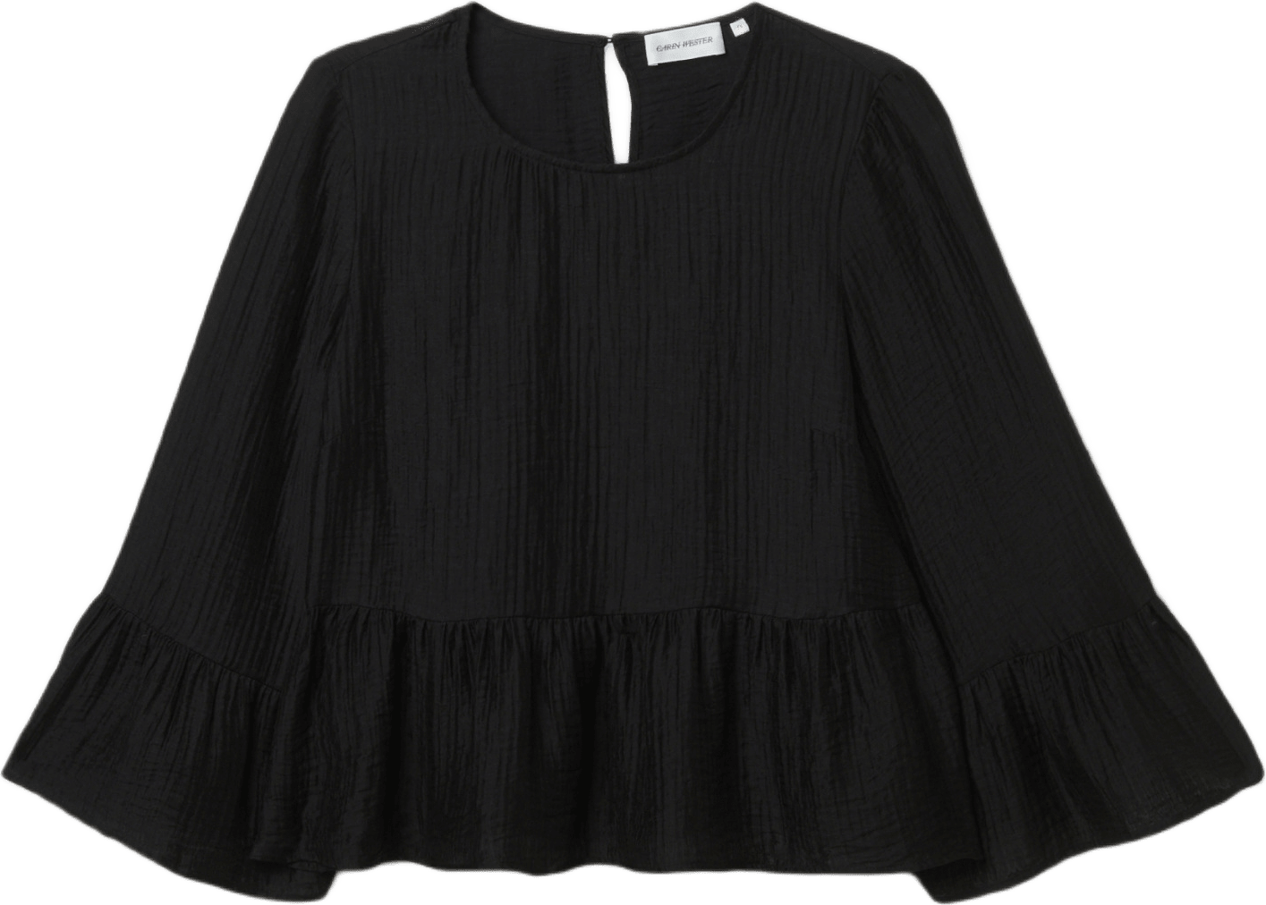 Krinklad blus med volang MINNIE, från Carin Wester, i färgen Black.