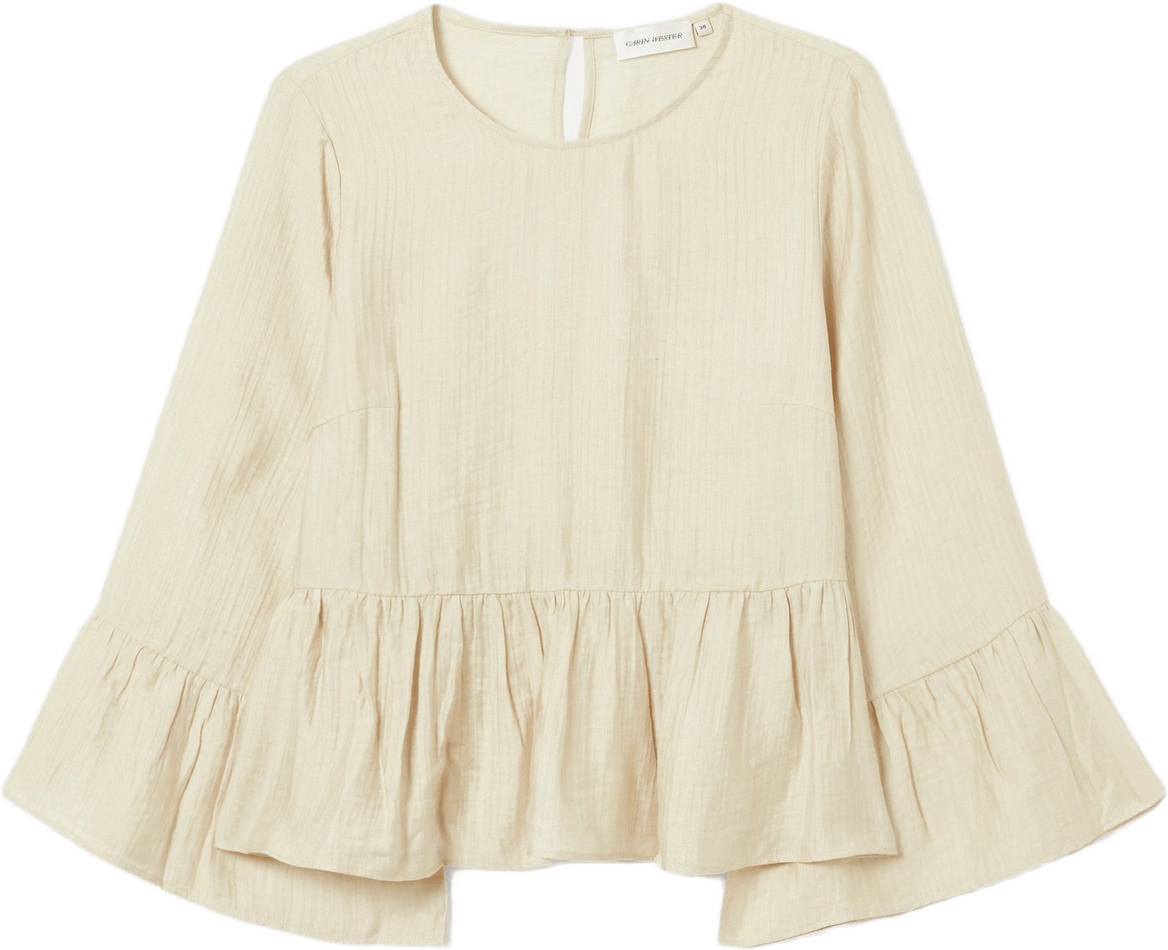 Krinklad blus med volang MINNIE, från Carin Wester, i färgen Cream.