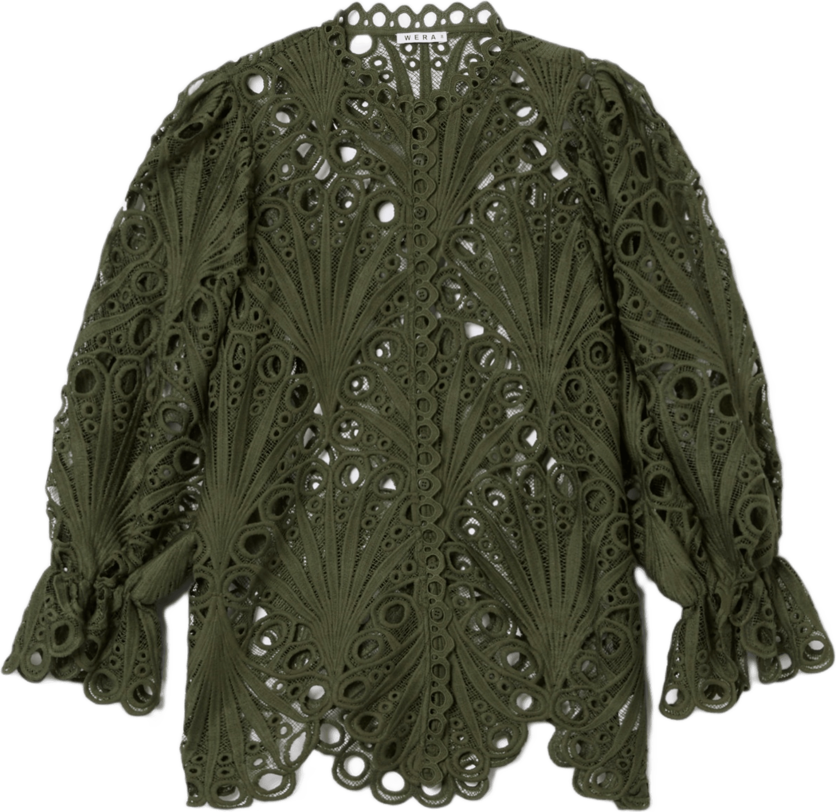 Blus med hålmönster PEPA, från Wera, i färgen Green.