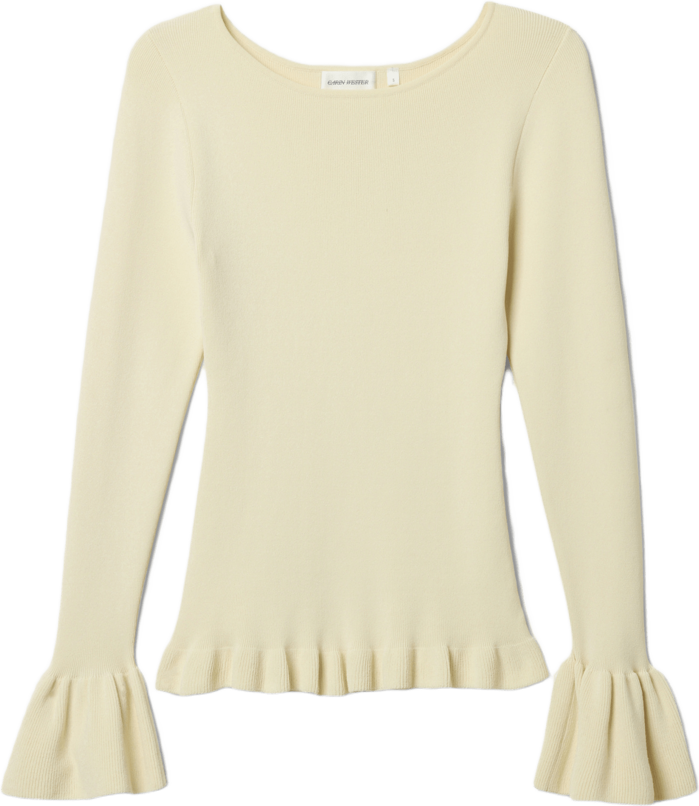 Båtringad topp med volang ESMA, från Carin Wester, i färgen Cream.