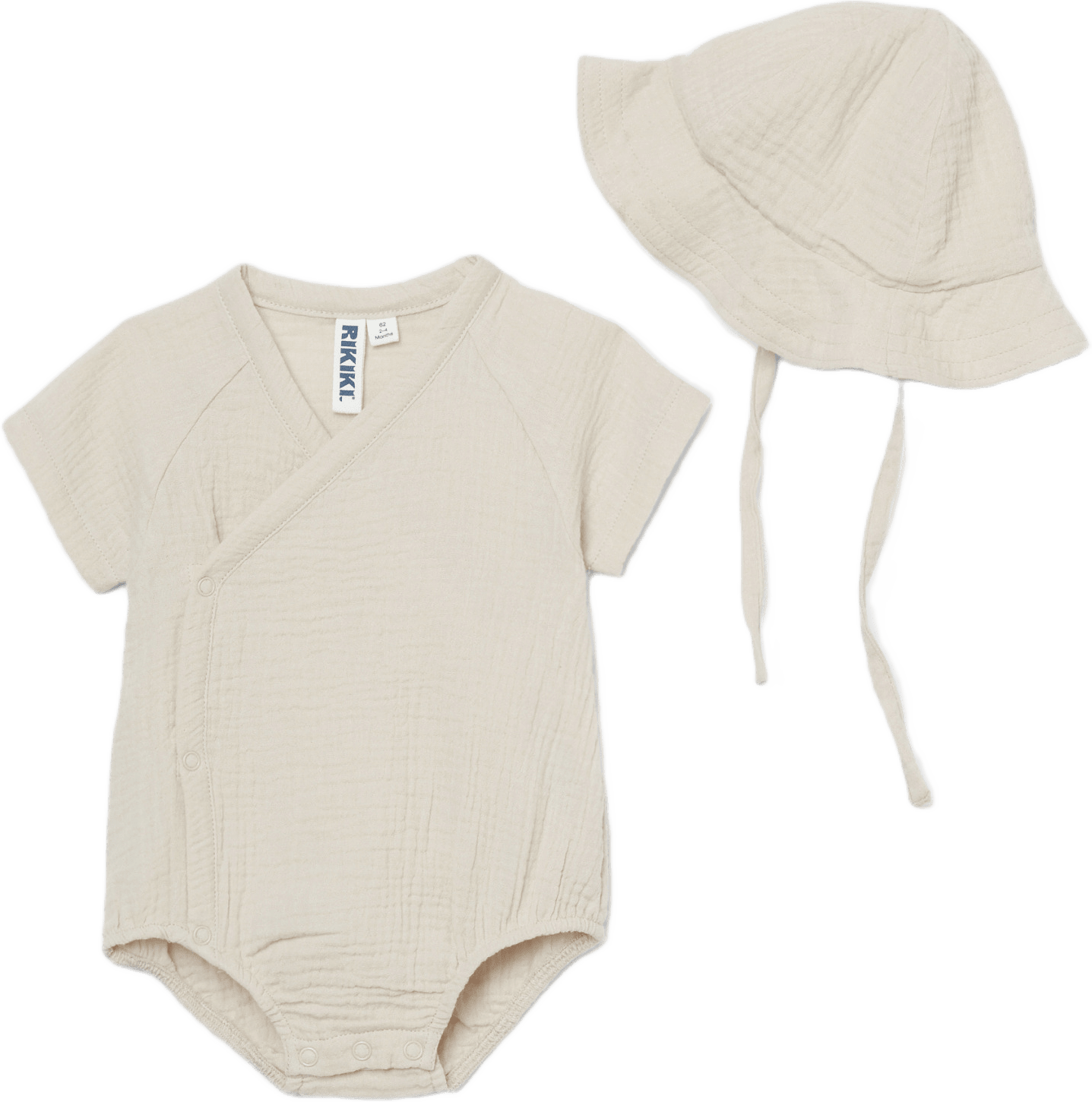 Set i krinklad bomull CAMI, från RIKIKI, i färgen Offwhite.