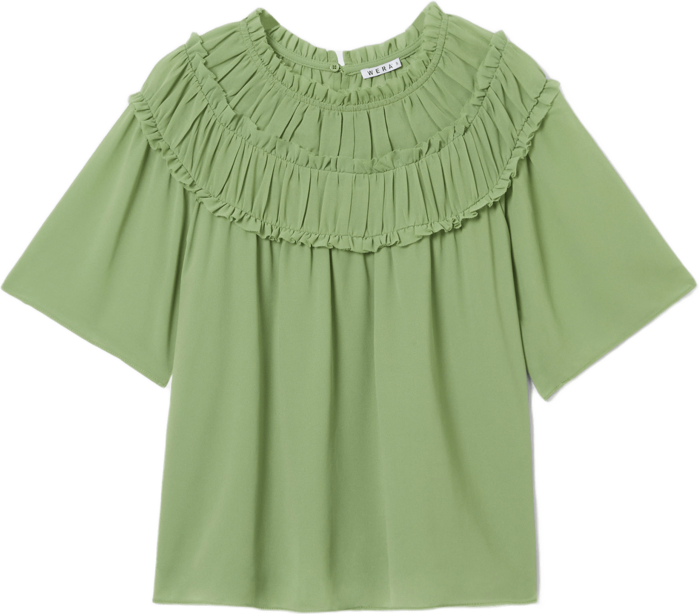 Blus med volang NOEMI, från Wera, i färgen Green.