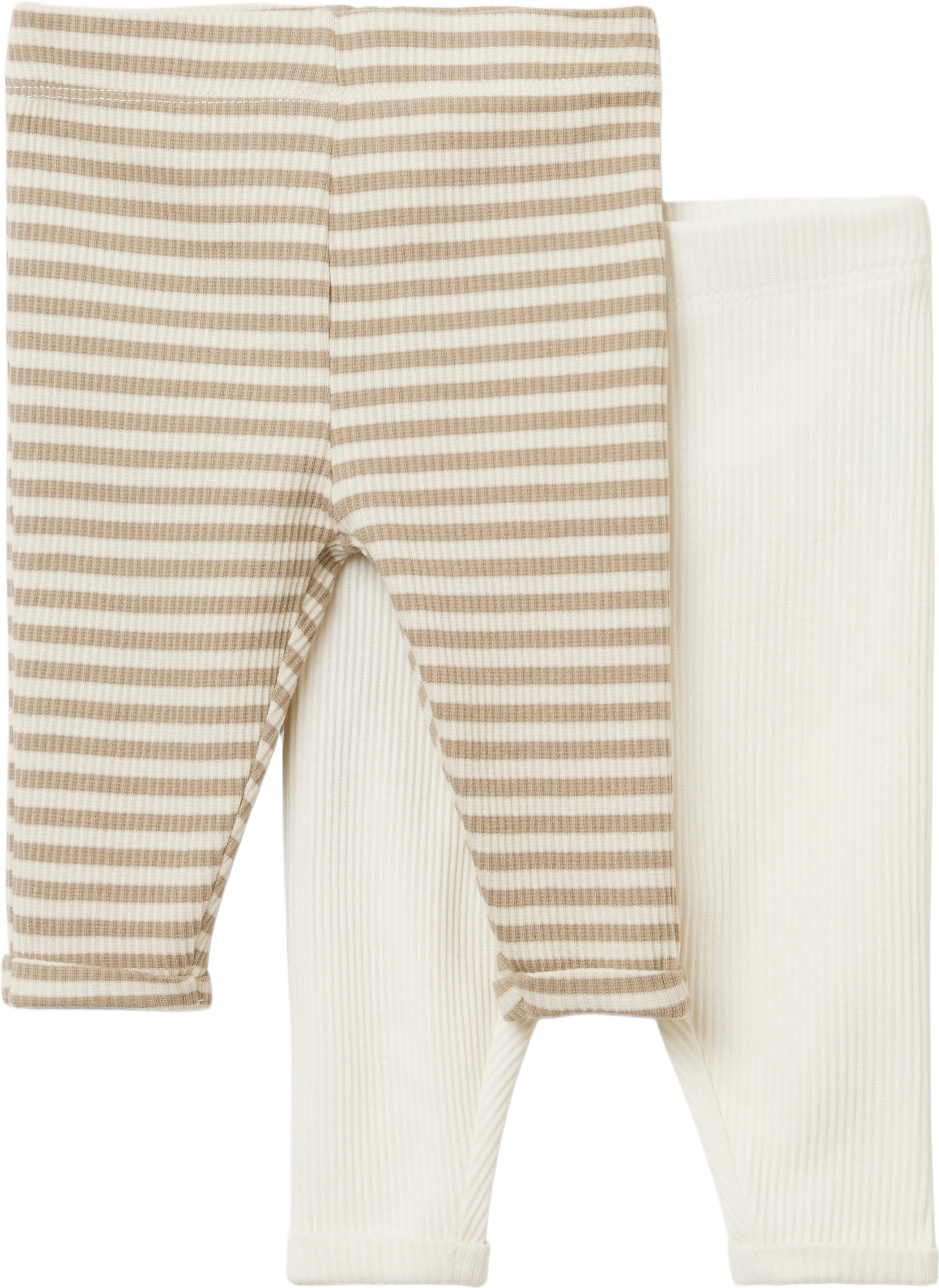 Ribbade leggings DIDI, 2-pack, från RIKIKI, i färgen Beige Stripe.