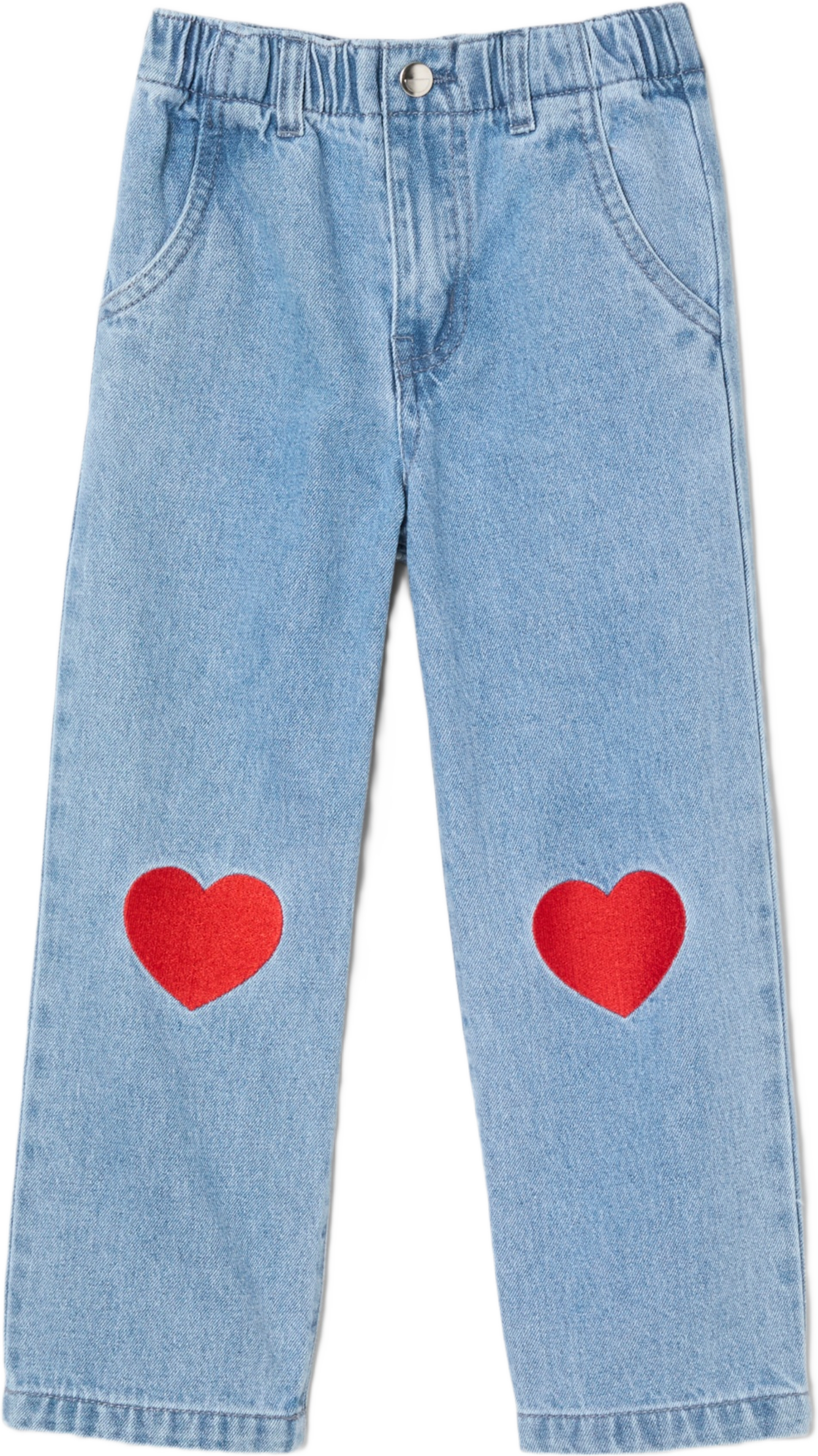 Denimbyxor med mönster PACE, från RIKIKI, i färgen Red Heart.
