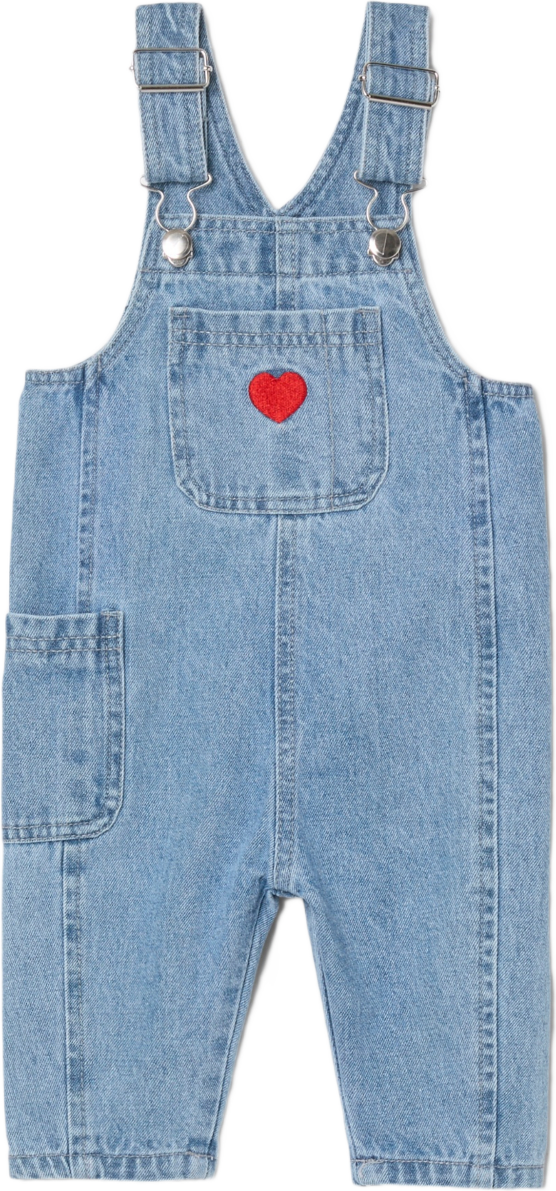 Hängselbyxor i denim BLAIR, från RIKIKI, i färgen Red Heart.