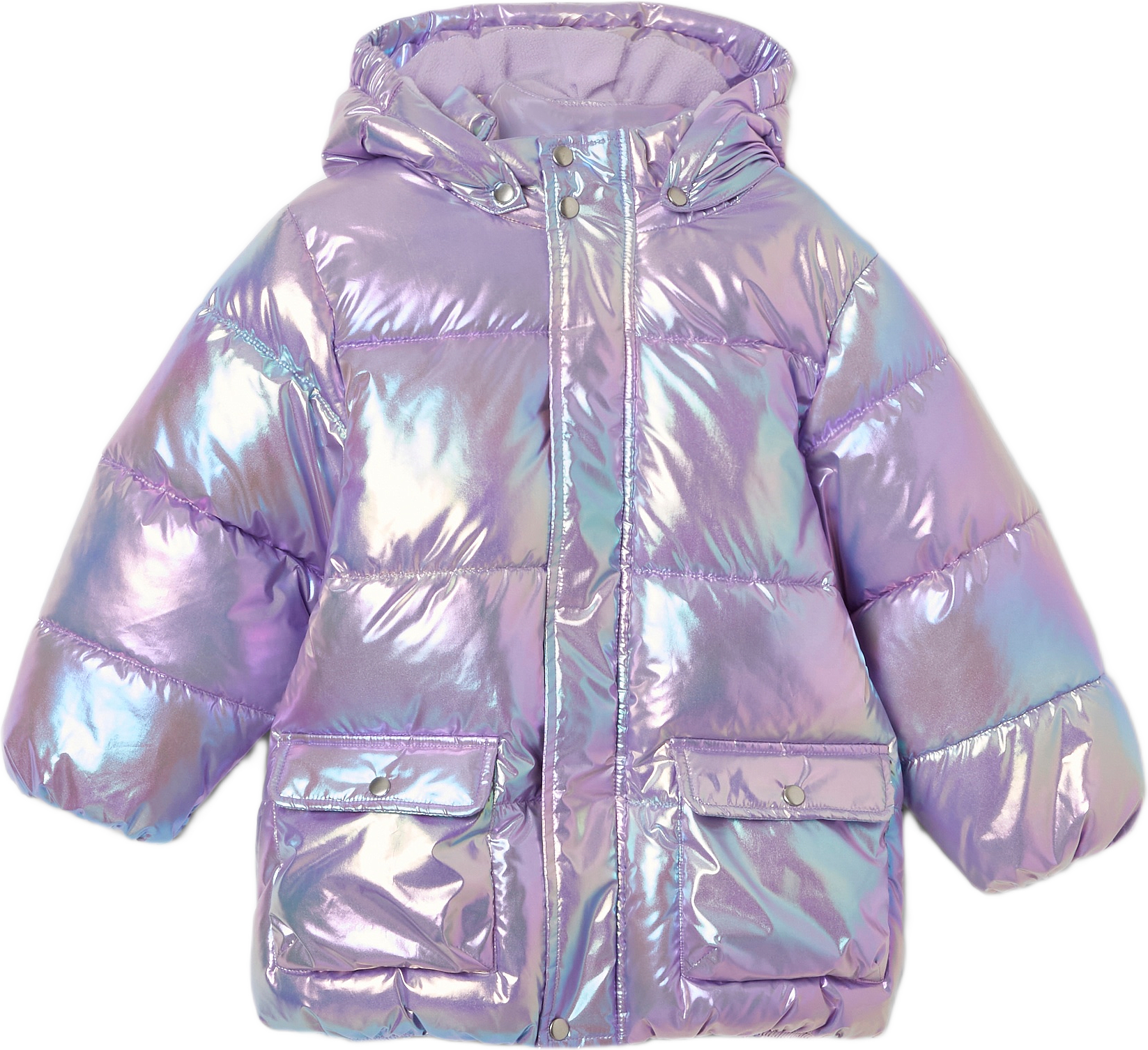 Metallisk pufferjacka med huva BROOKS, från RIKIKI, i färgen Purple 2.