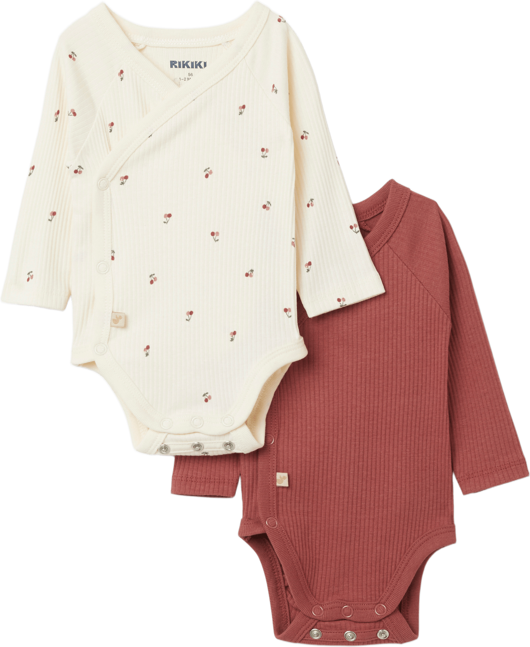 Ribbad omlottbody SKY, 2-pack, från RIKIKI, i färgen Cherry Red.