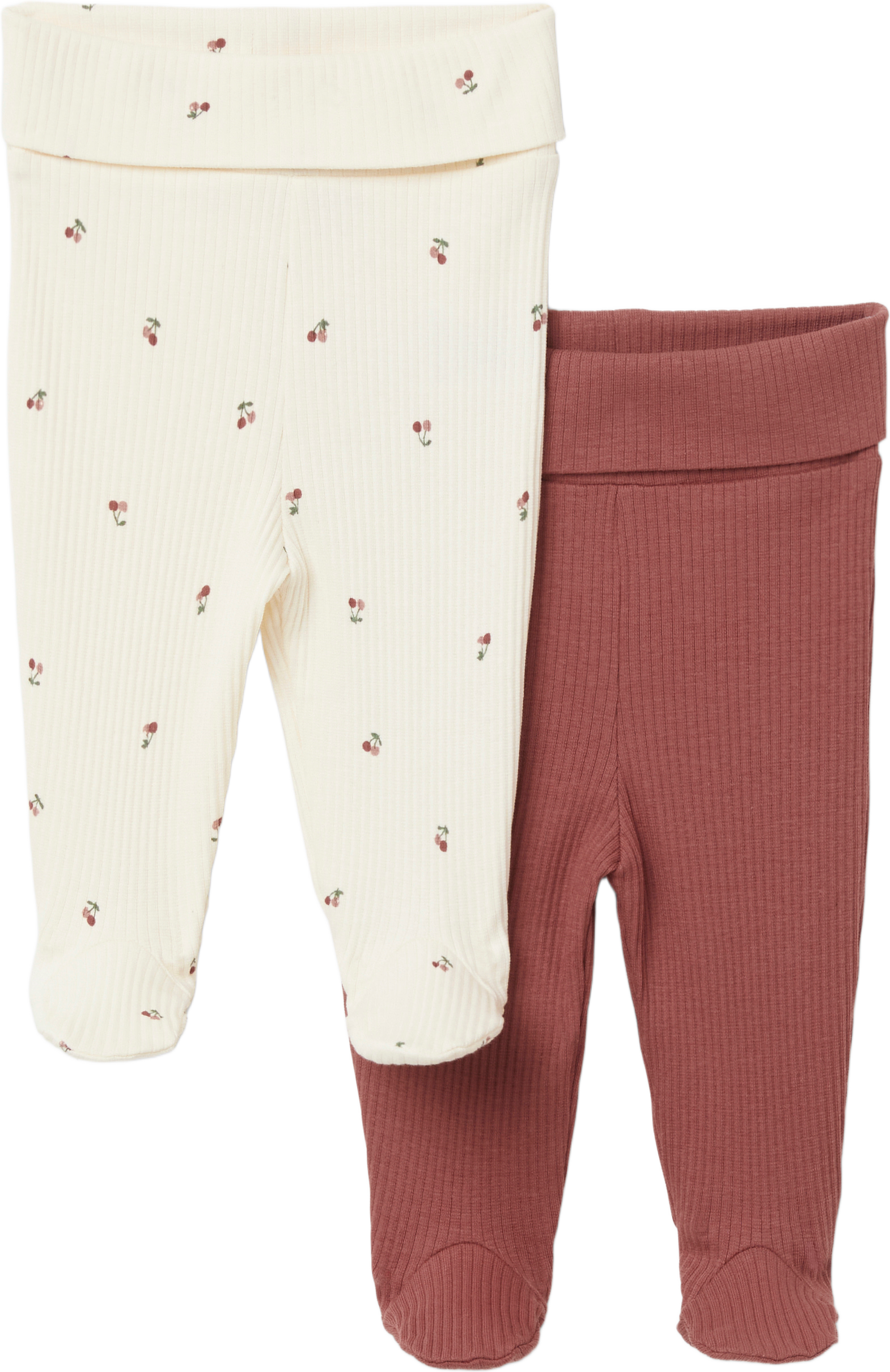 Ribbade leggings med fot INA, 2-pack, från RIKIKI, i färgen Cherry Red.