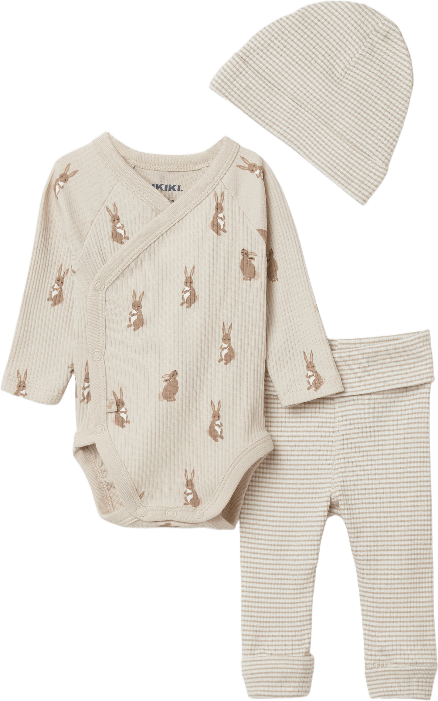 Ribbat set i 3 delar DON, från RIKIKI, i färgen Bunny Darling.