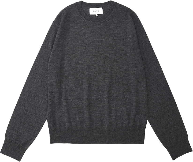 Tröja i merinoull FABIAN, från NORVIE, i färgen Brown Melange.