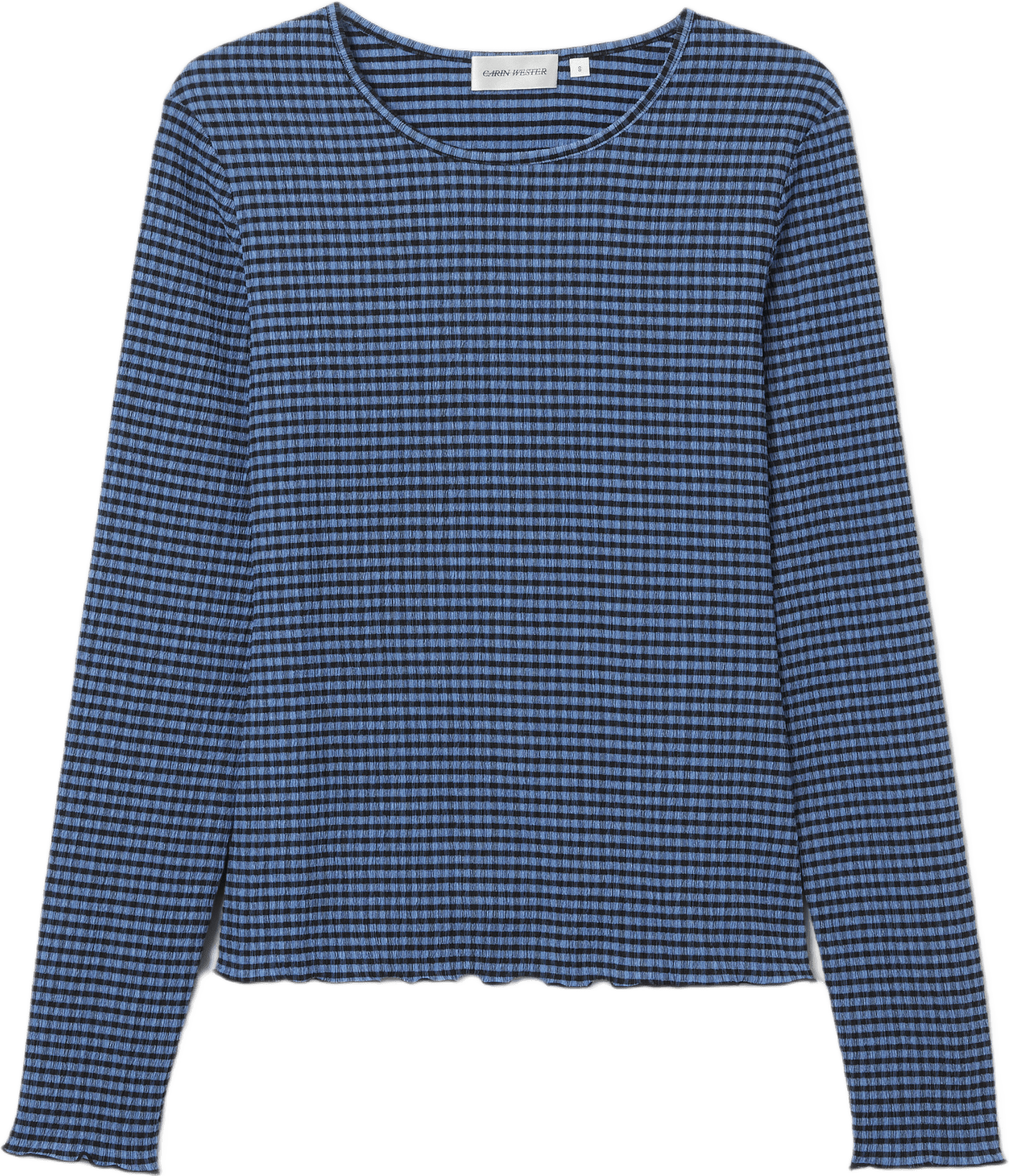Långärmad topp ISTAR CHECK, från Carin Wester, i färgen Blue Check.