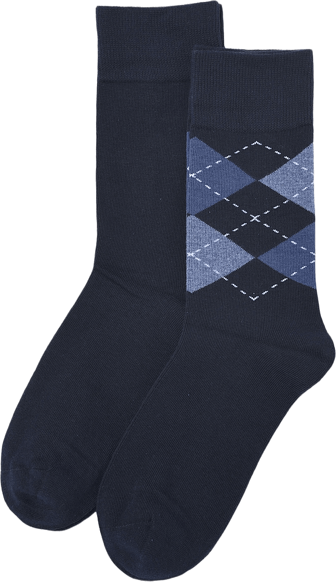 Strumpor argyle, 2-pack, från NORVIE, i färgen Navy.