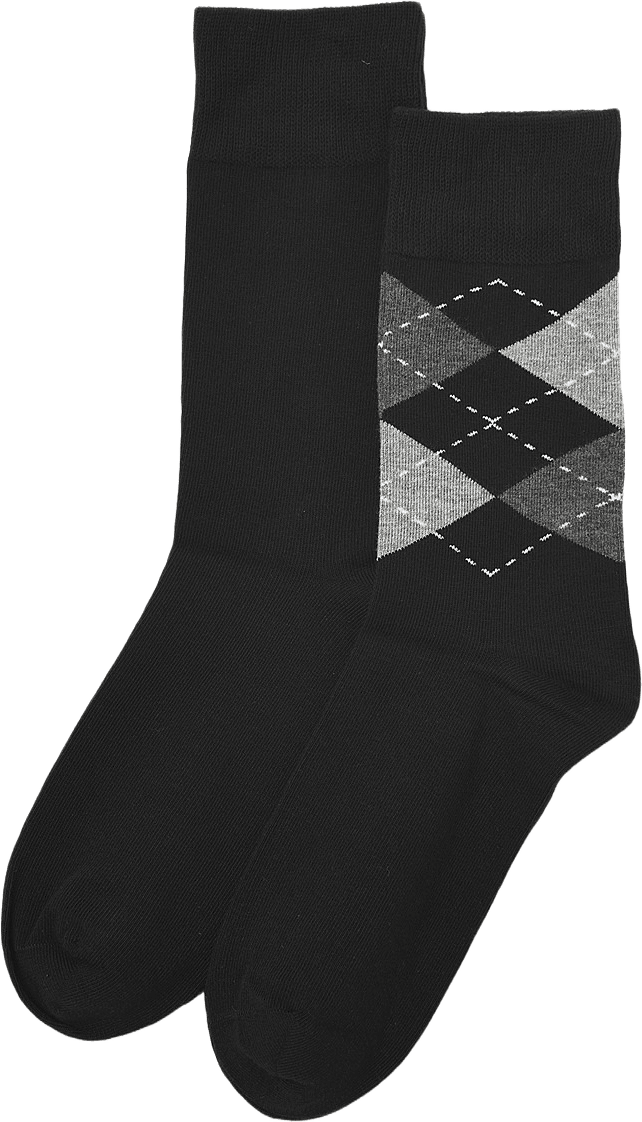 Strumpor argyle, 2-pack, från NORVIE, i färgen Black.