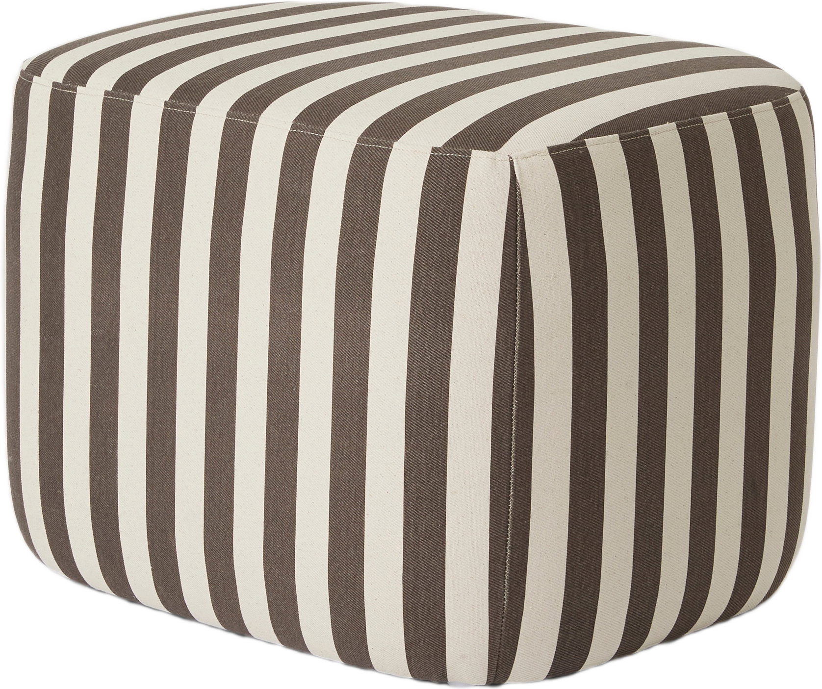 Sittpuff BIBBI, från Åhléns Home, i färgen Grey Stripe.