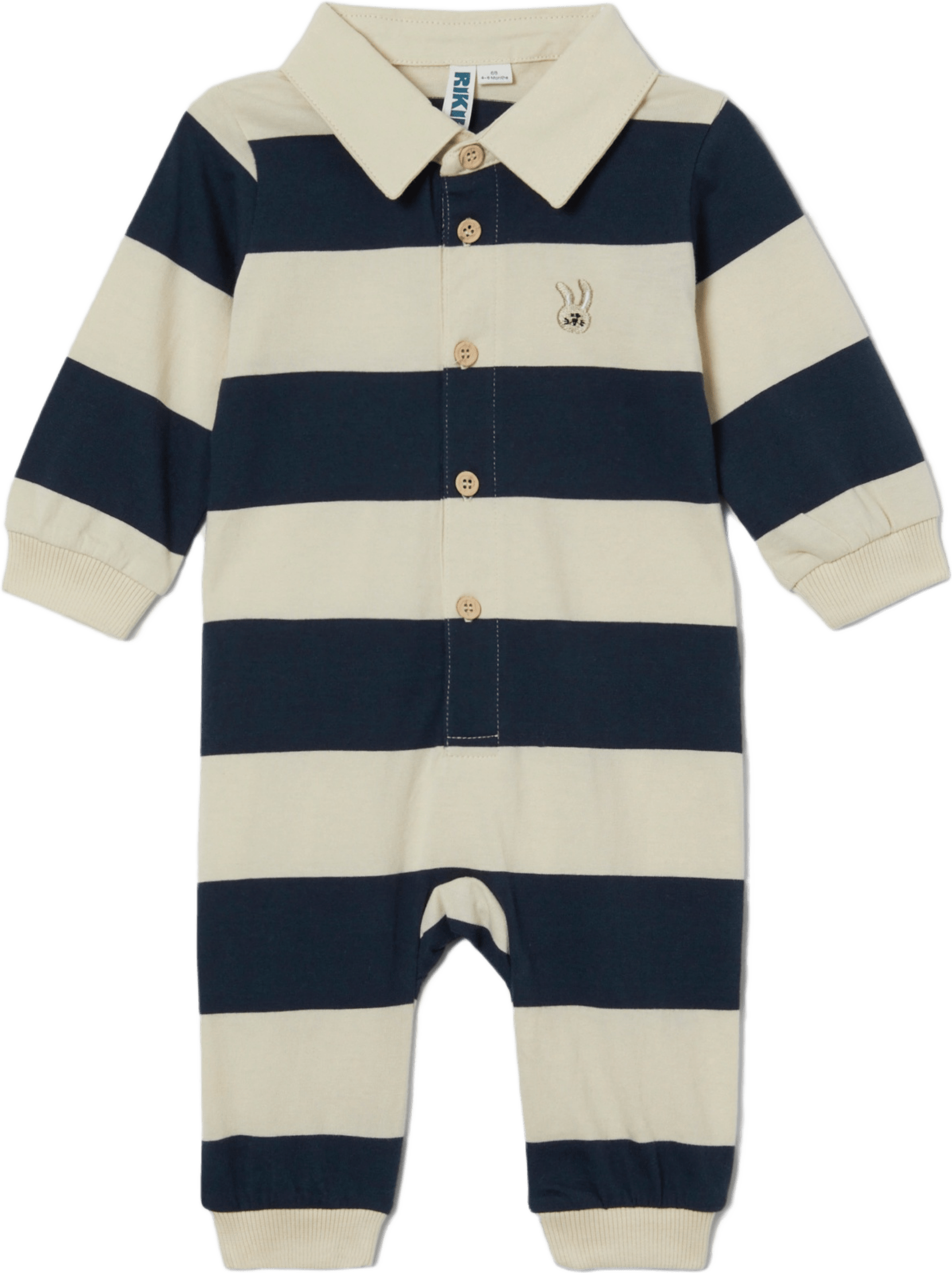 Onesie MALONE, från RIKIKI, i färgen Navy Stripe.
