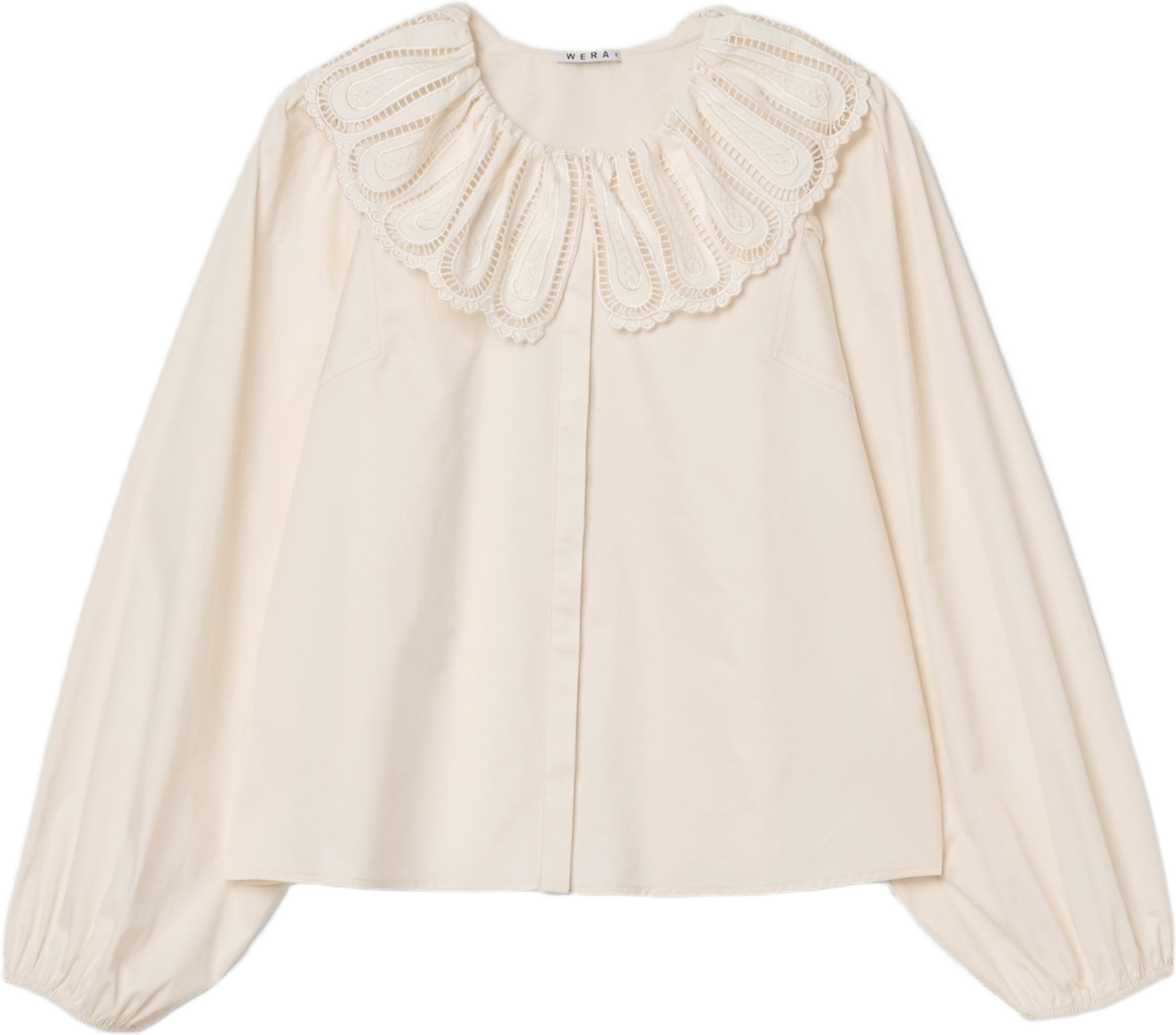 Blus med spetskrage SHE, från Wera, i färgen Cream.