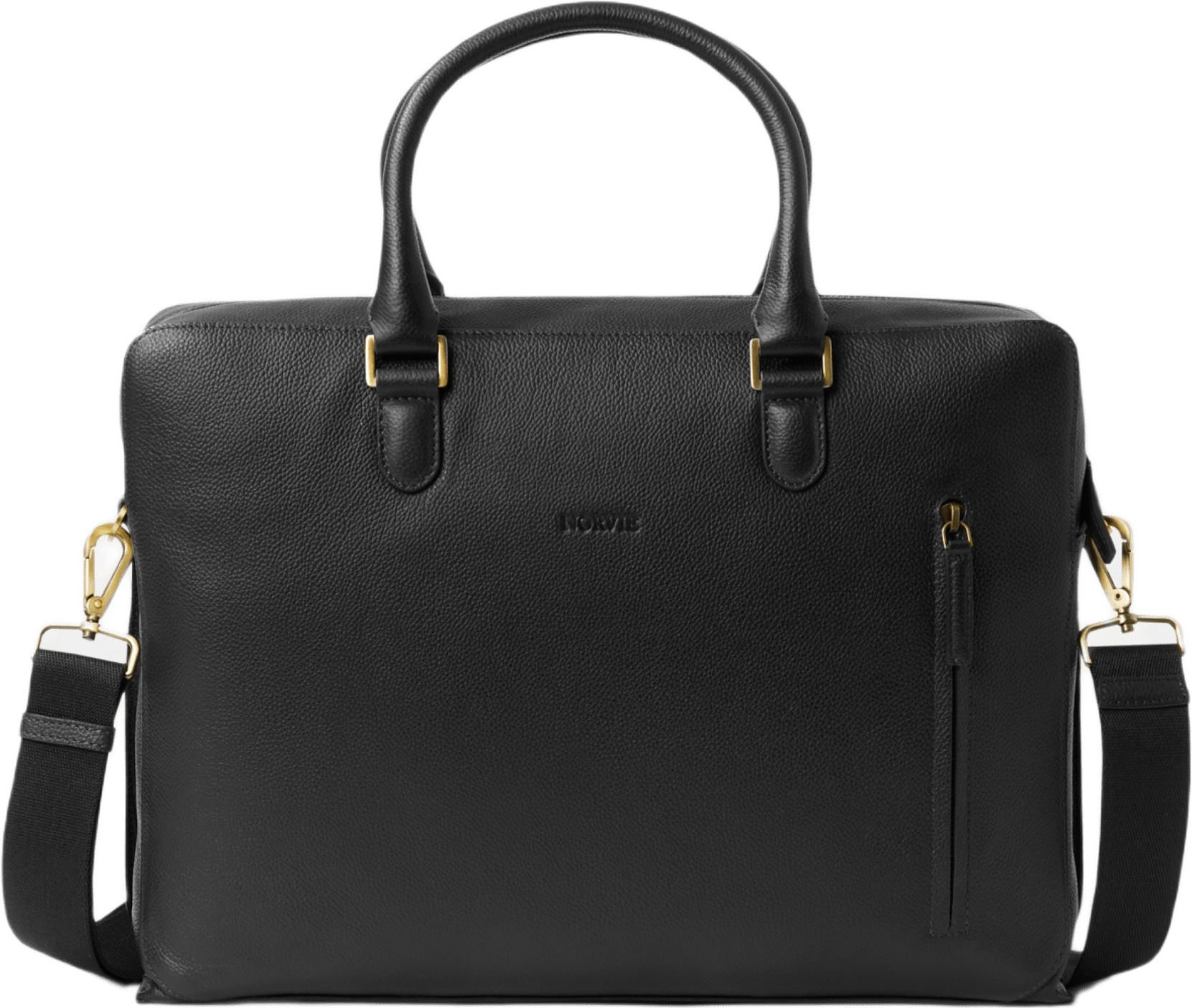 Laptopväska i skinn FREDRIK, från NORVIE, i färgen Black.