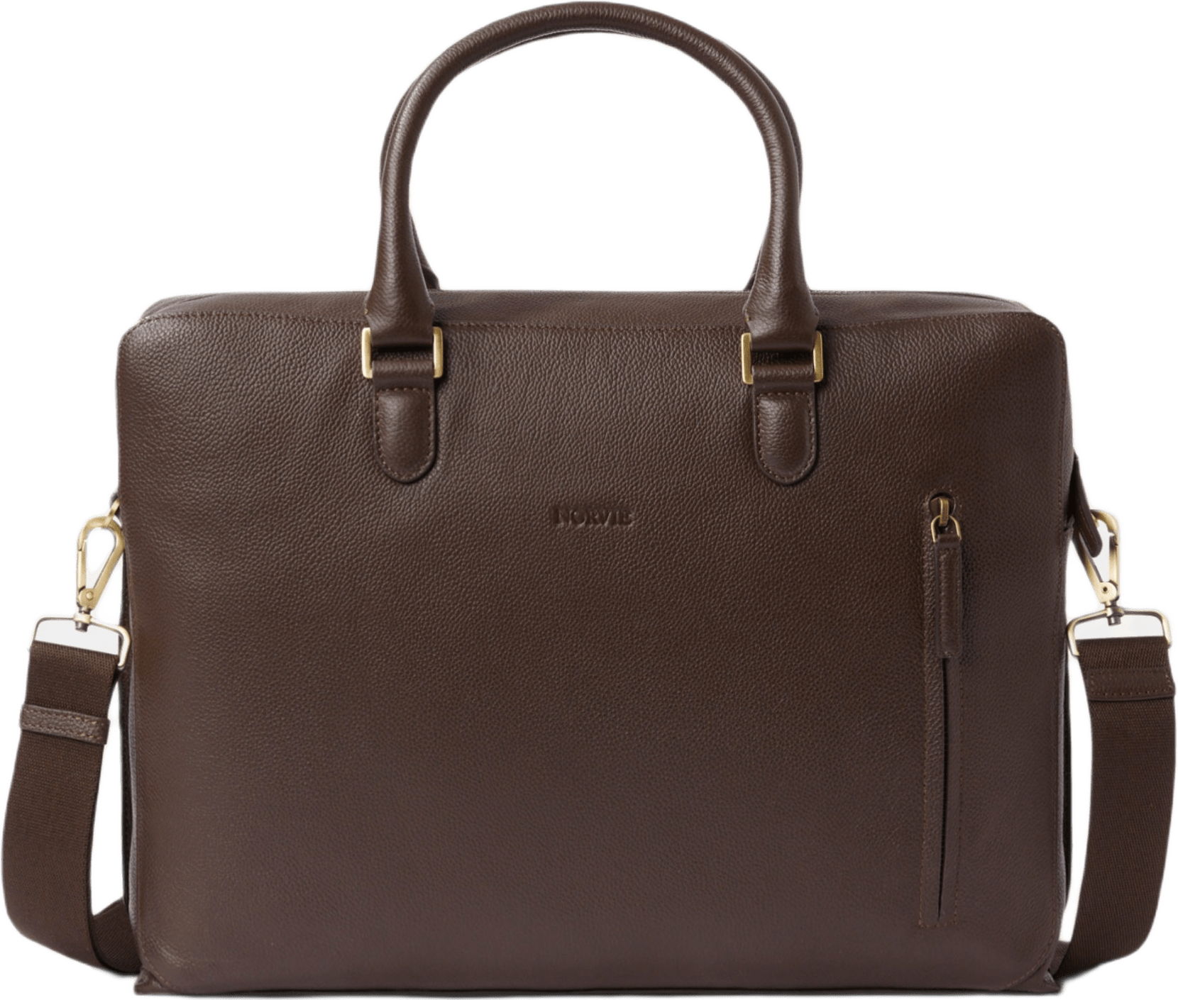 Laptopväska i skinn FREDRIK, från NORVIE, i färgen Brown.