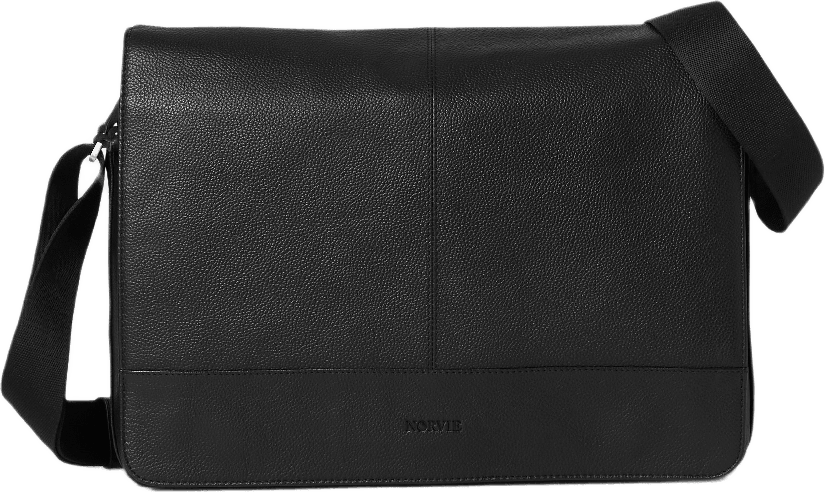 Messenger bag i skinn FREDRIK, från NORVIE, i färgen Black.