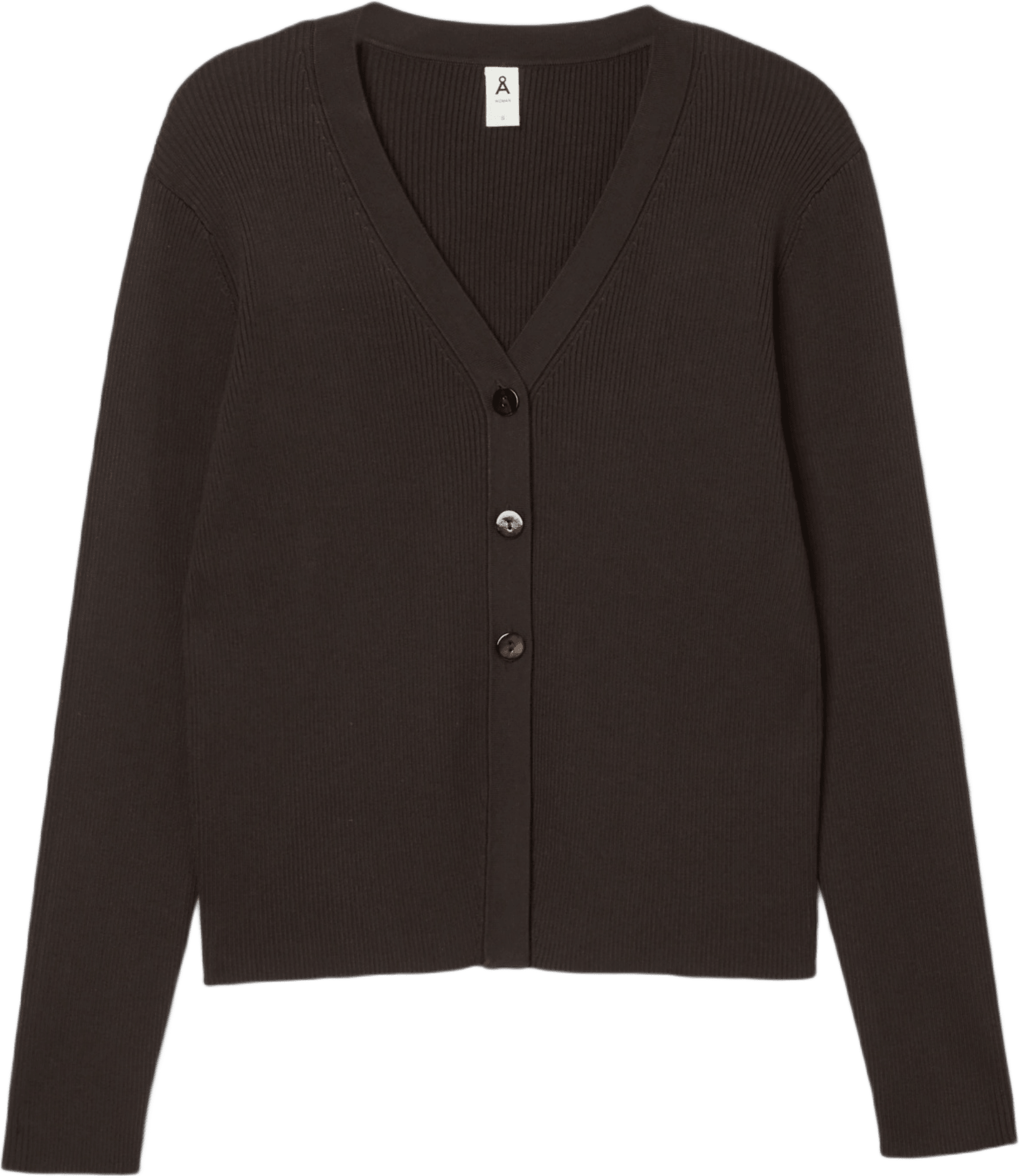 Ribbad cardigan ULLA, från Å WOMAN, i färgen Brown.